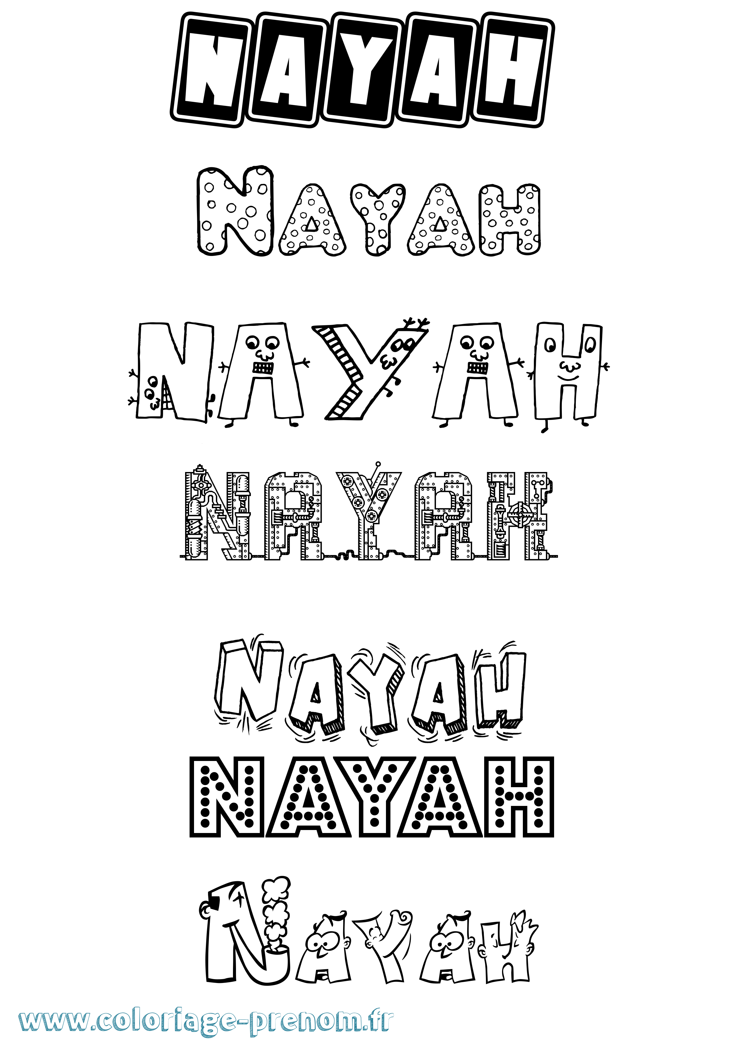 Coloriage Nayah Fun Coloriage prénom Nayah Fun