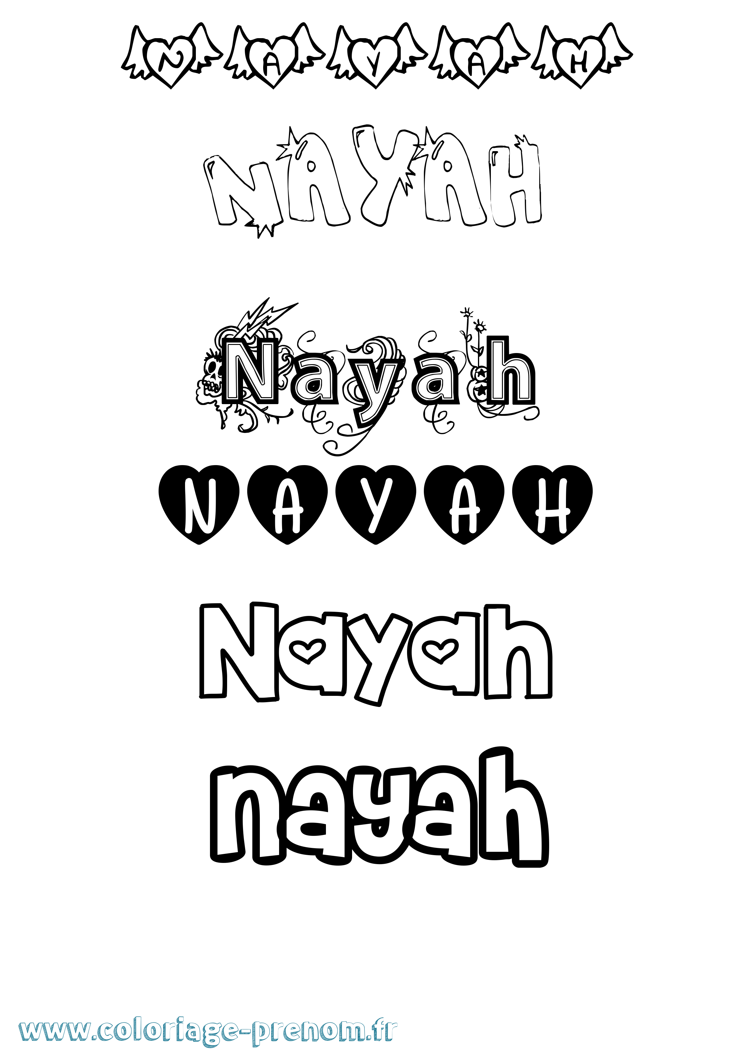 Coloriage Nayah Girly Coloriage prénom Nayah Girly