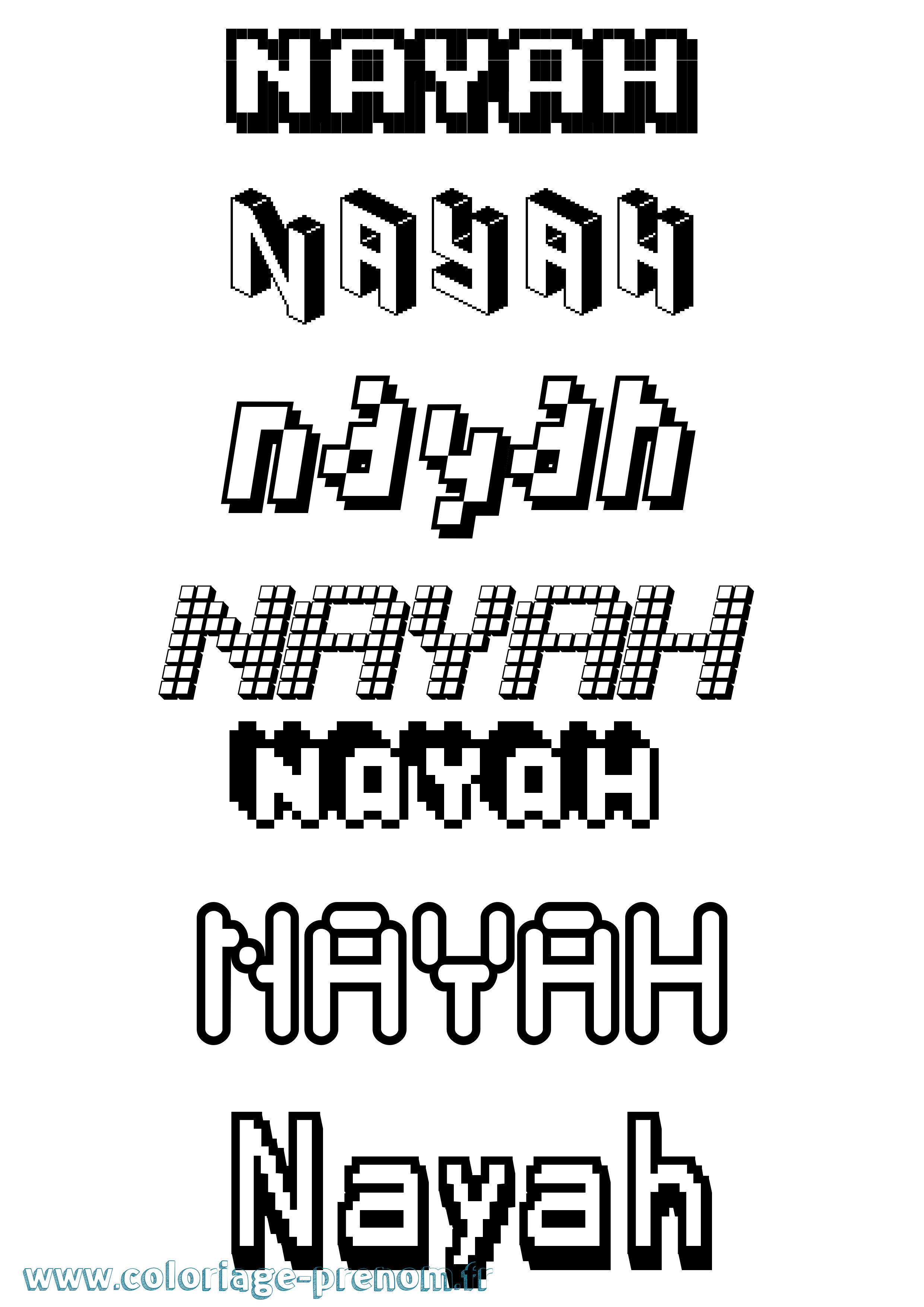 Coloriage Nayah Pixel Coloriage prénom Nayah Pixel