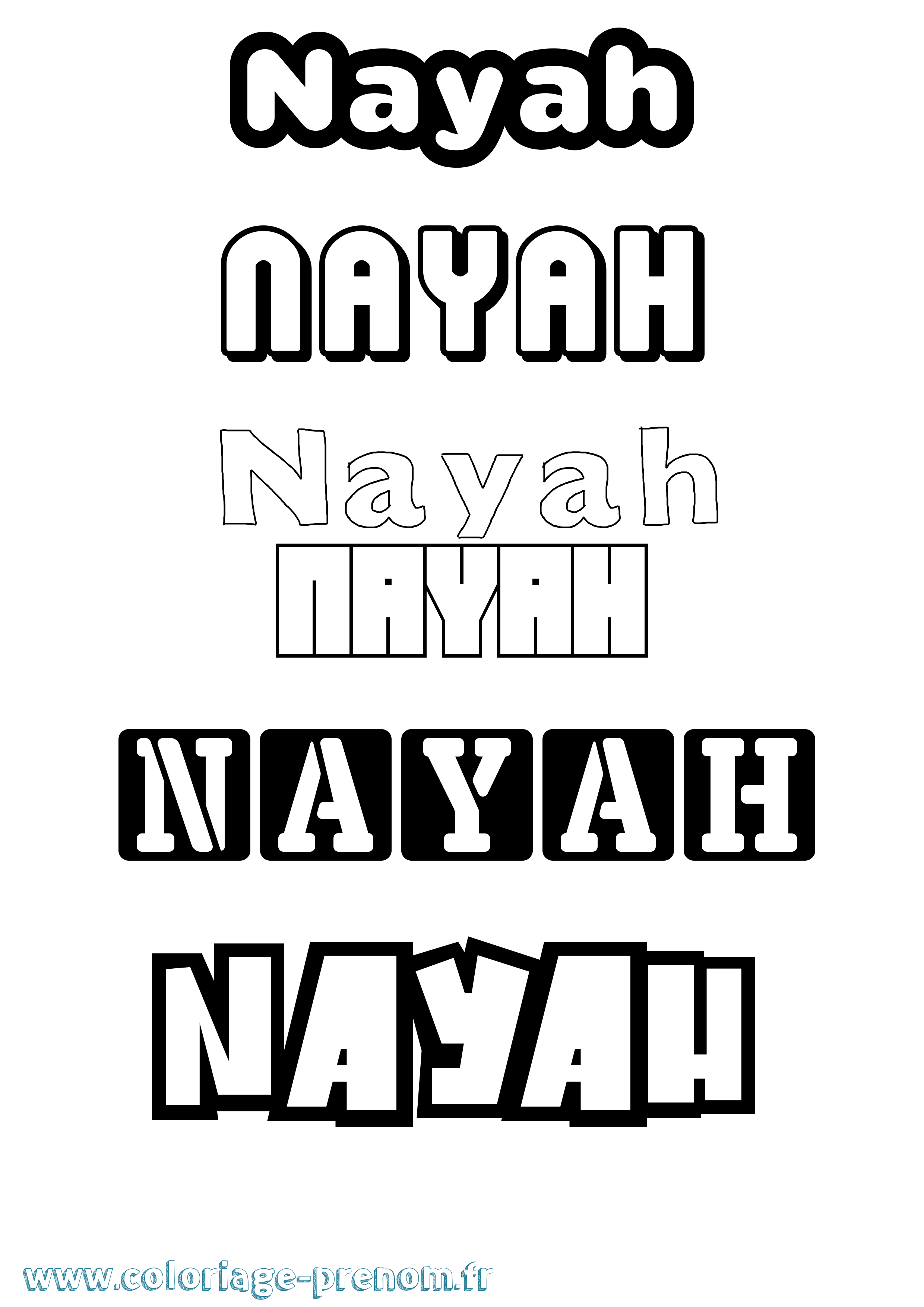 Coloriage Nayah Simple Coloriage prénom Nayah Simple