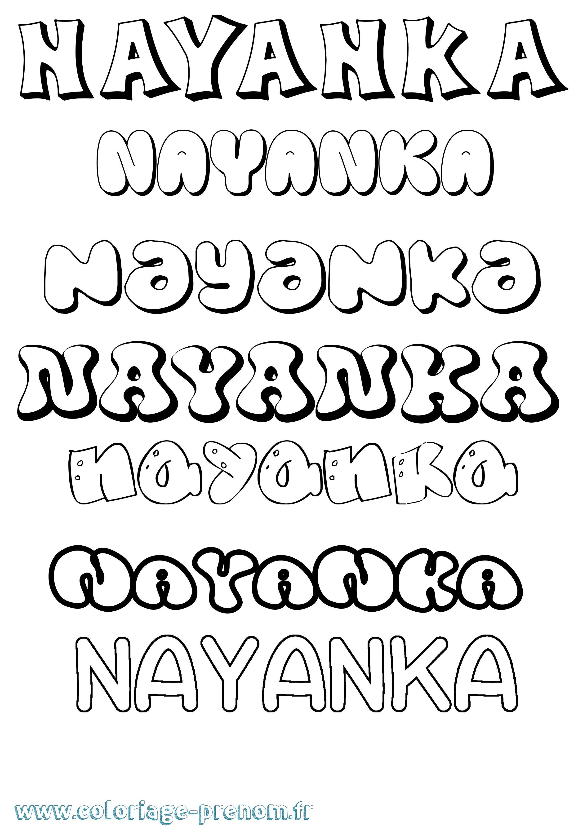 Coloriage Nayanka Bubble Coloriage prénom Nayanka Bubble