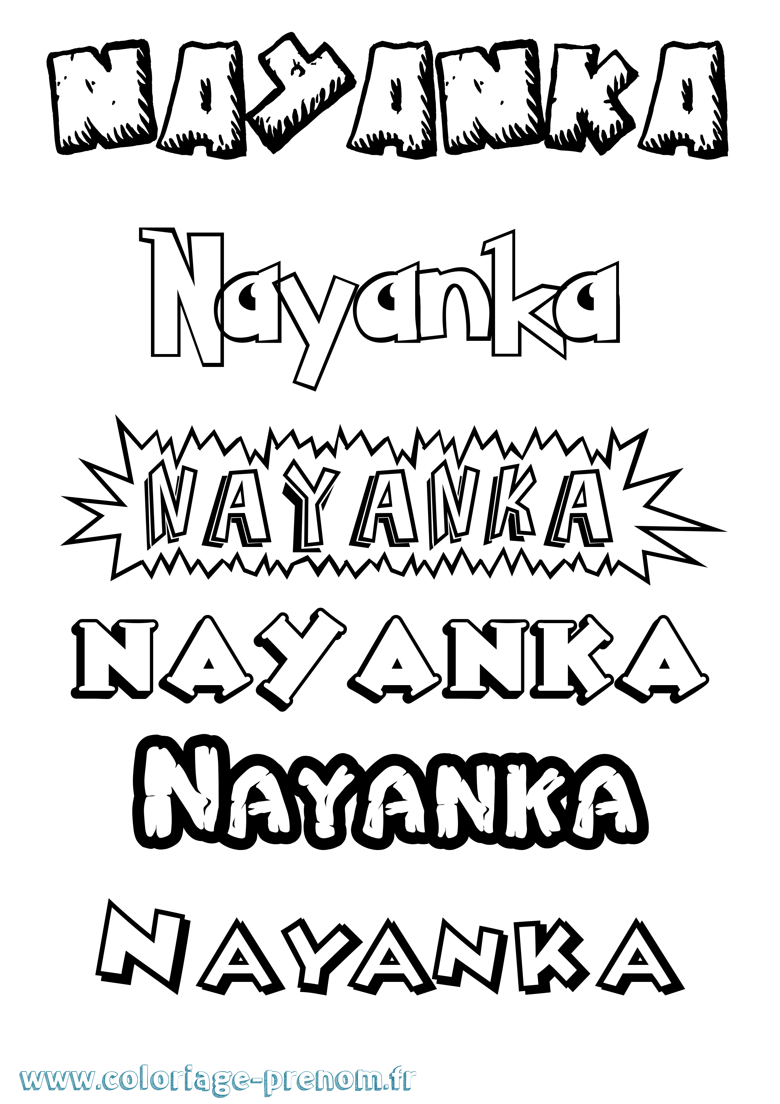 Coloriage Nayanka Dessin Animé Coloriage prénom Nayanka Dessin Animé