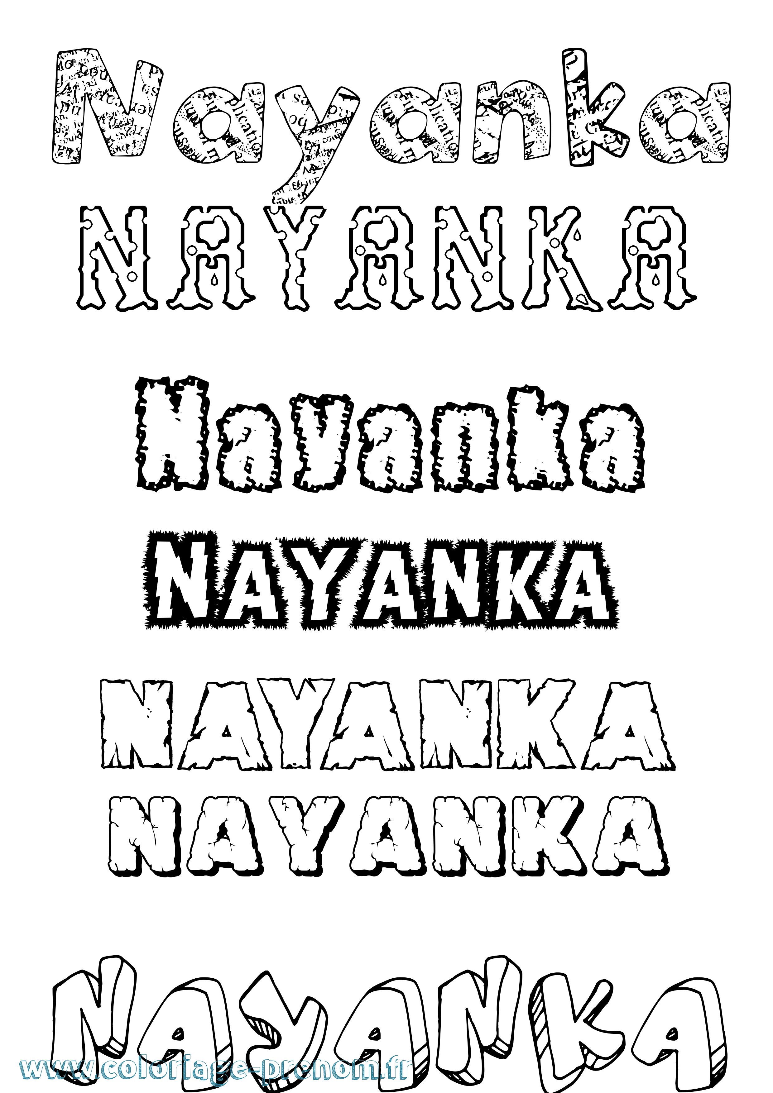 Coloriage Nayanka Destructuré Coloriage prénom Nayanka Destructuré