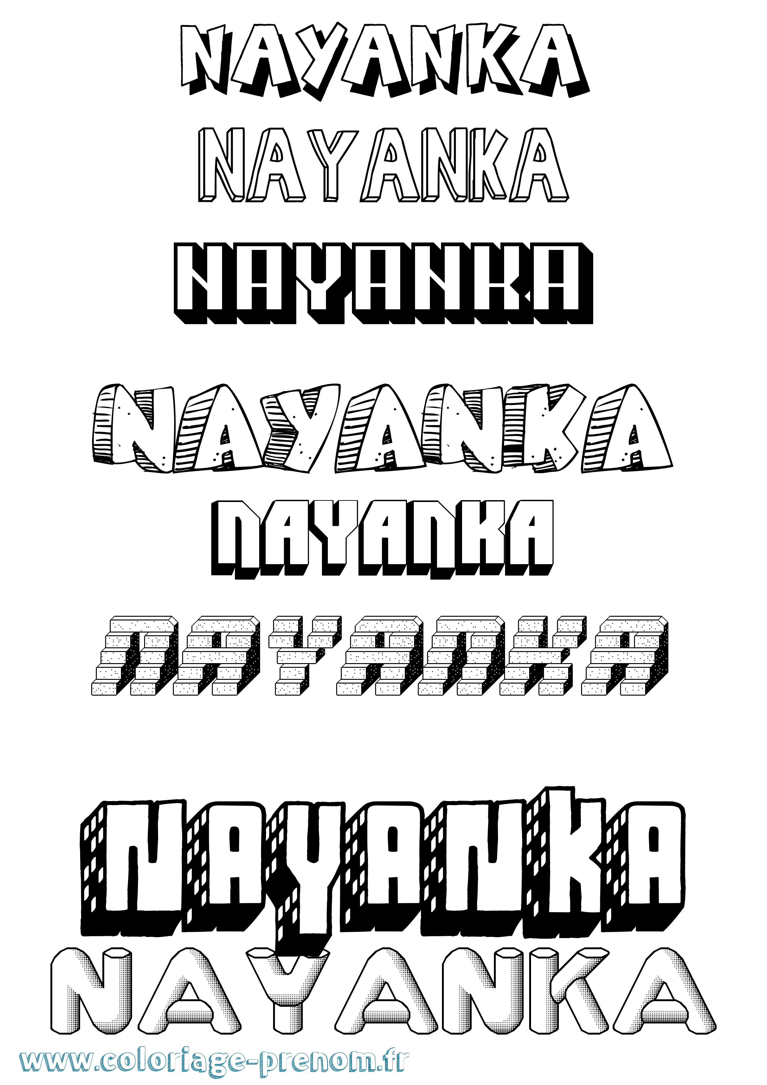 Coloriage Nayanka Effet 3D Coloriage prénom Nayanka Effet 3D