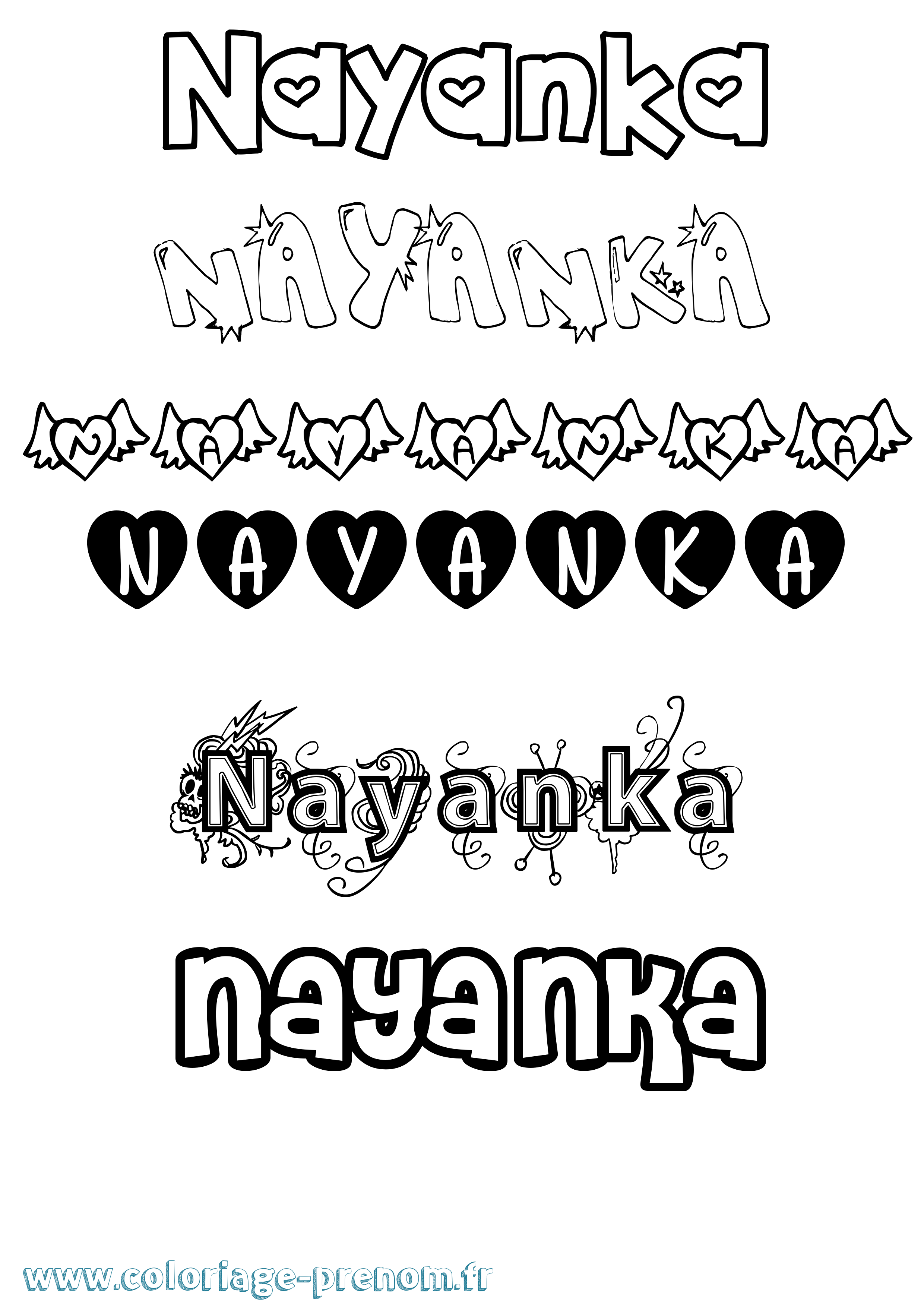 Coloriage Nayanka Girly Coloriage prénom Nayanka Girly