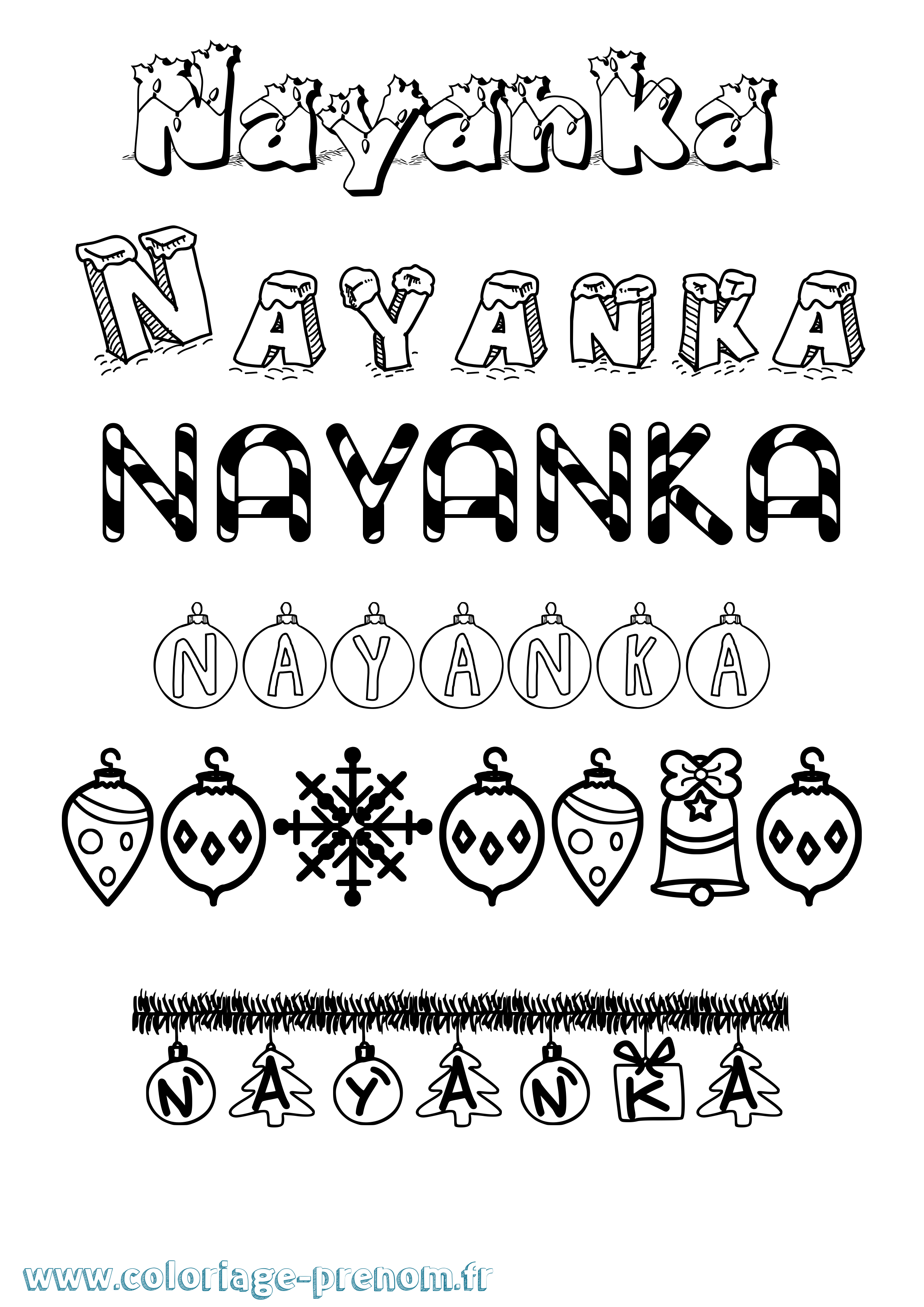 Coloriage Nayanka Noël Coloriage prénom Nayanka Noël