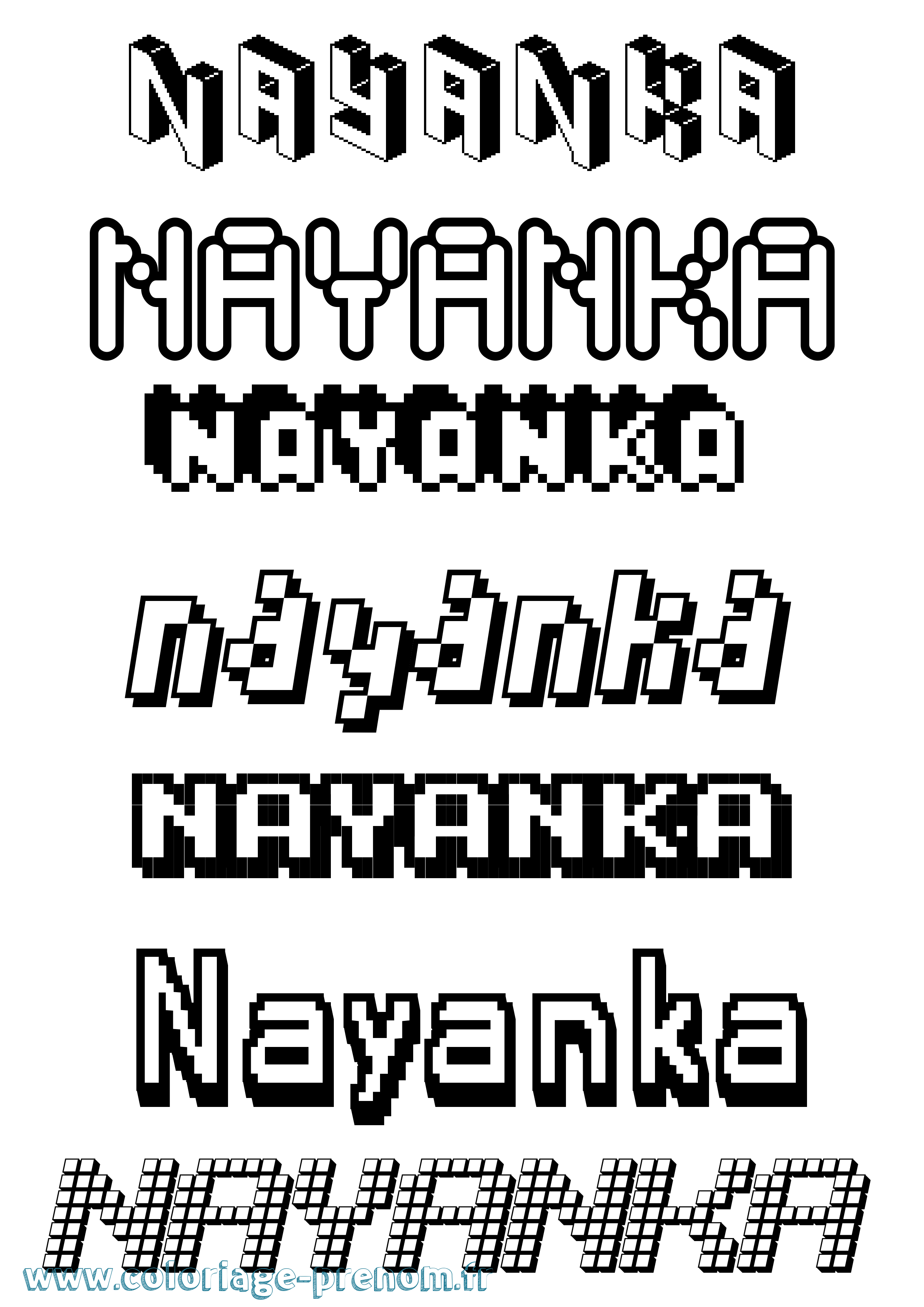 Coloriage Nayanka Pixel Coloriage prénom Nayanka Pixel