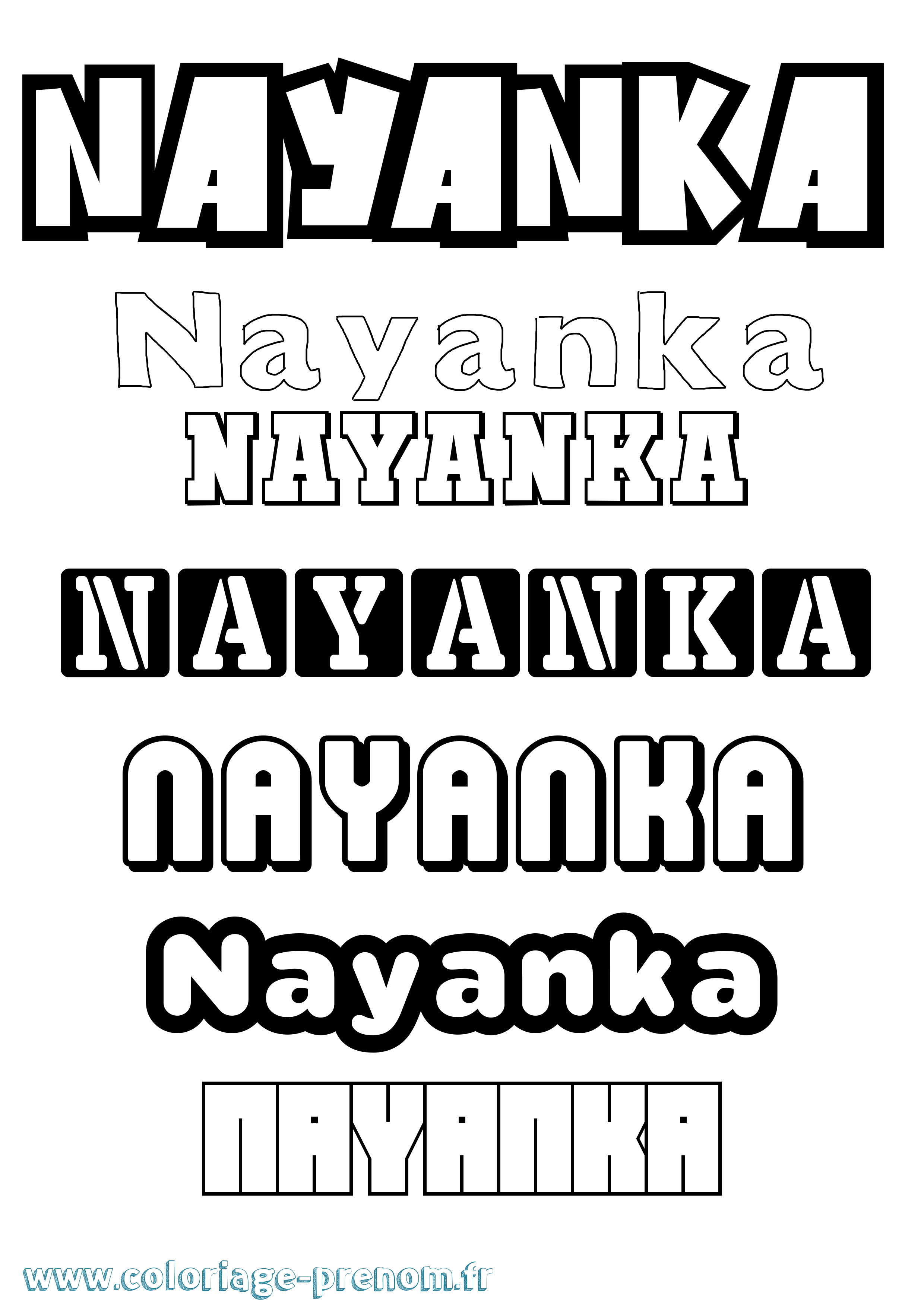 Coloriage Nayanka Simple Coloriage prénom Nayanka Simple
