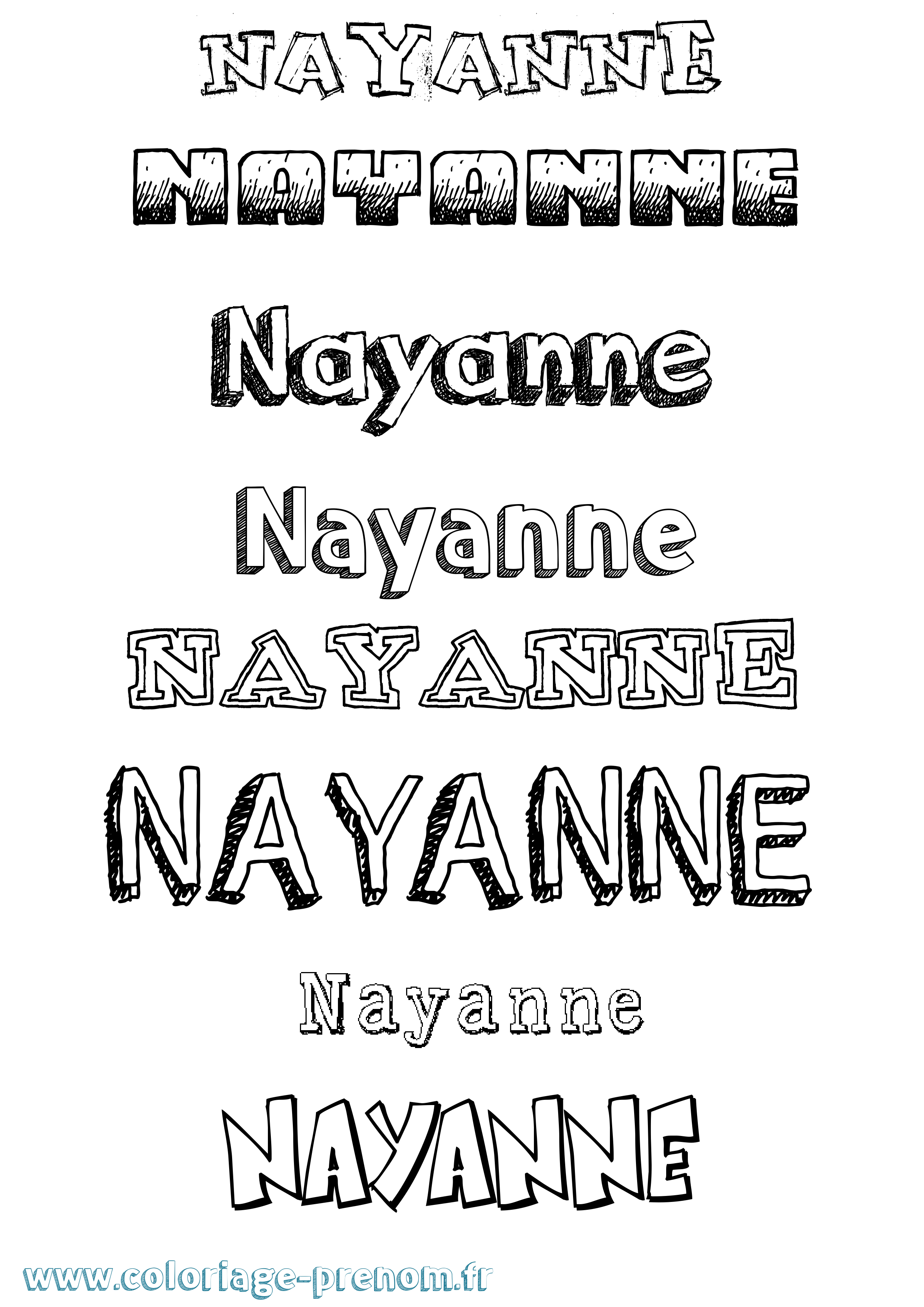 Coloriage Nayanne Dessiné Coloriage prénom Nayanne Dessiné
