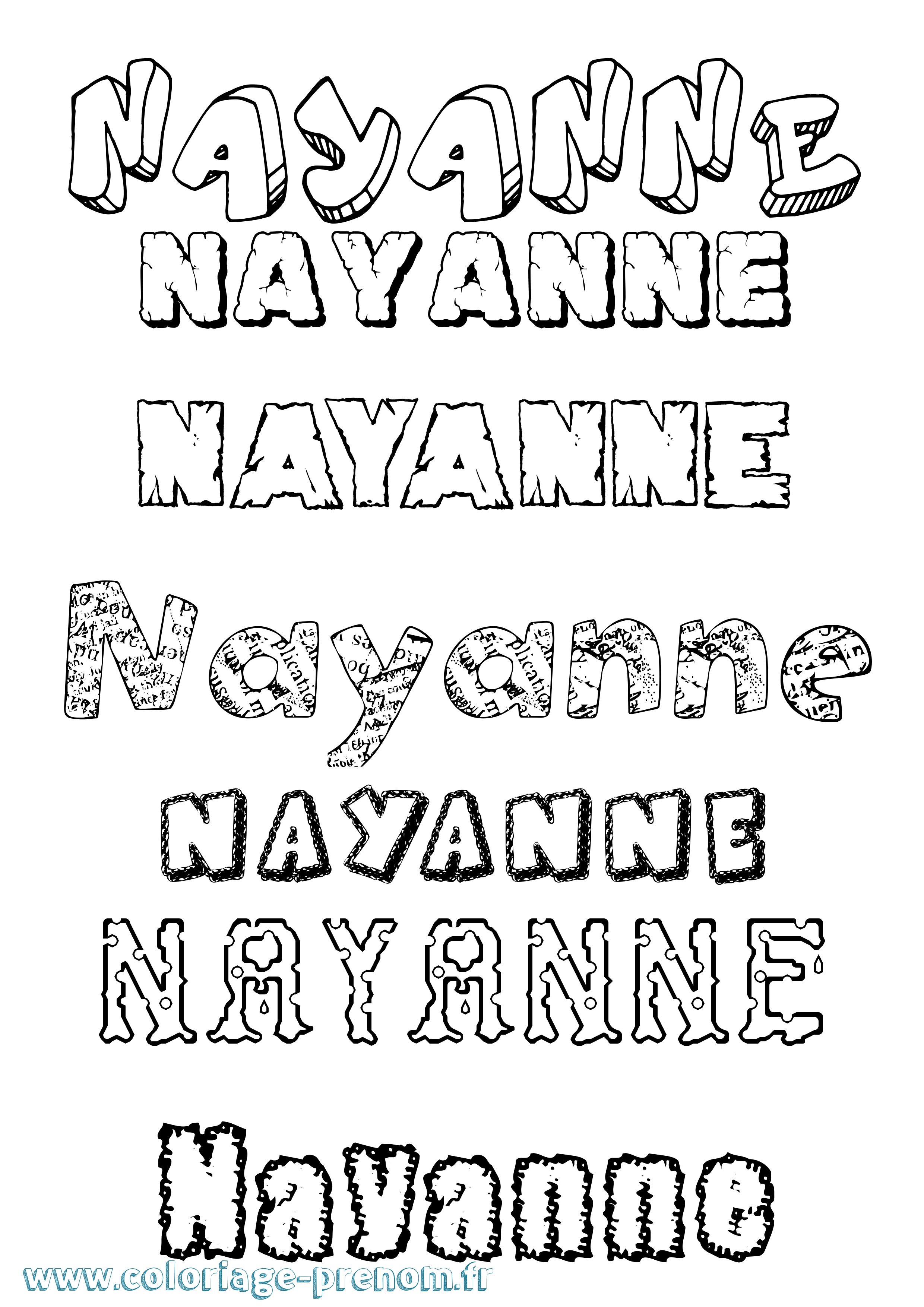 Coloriage Nayanne Destructuré Coloriage prénom Nayanne Destructuré