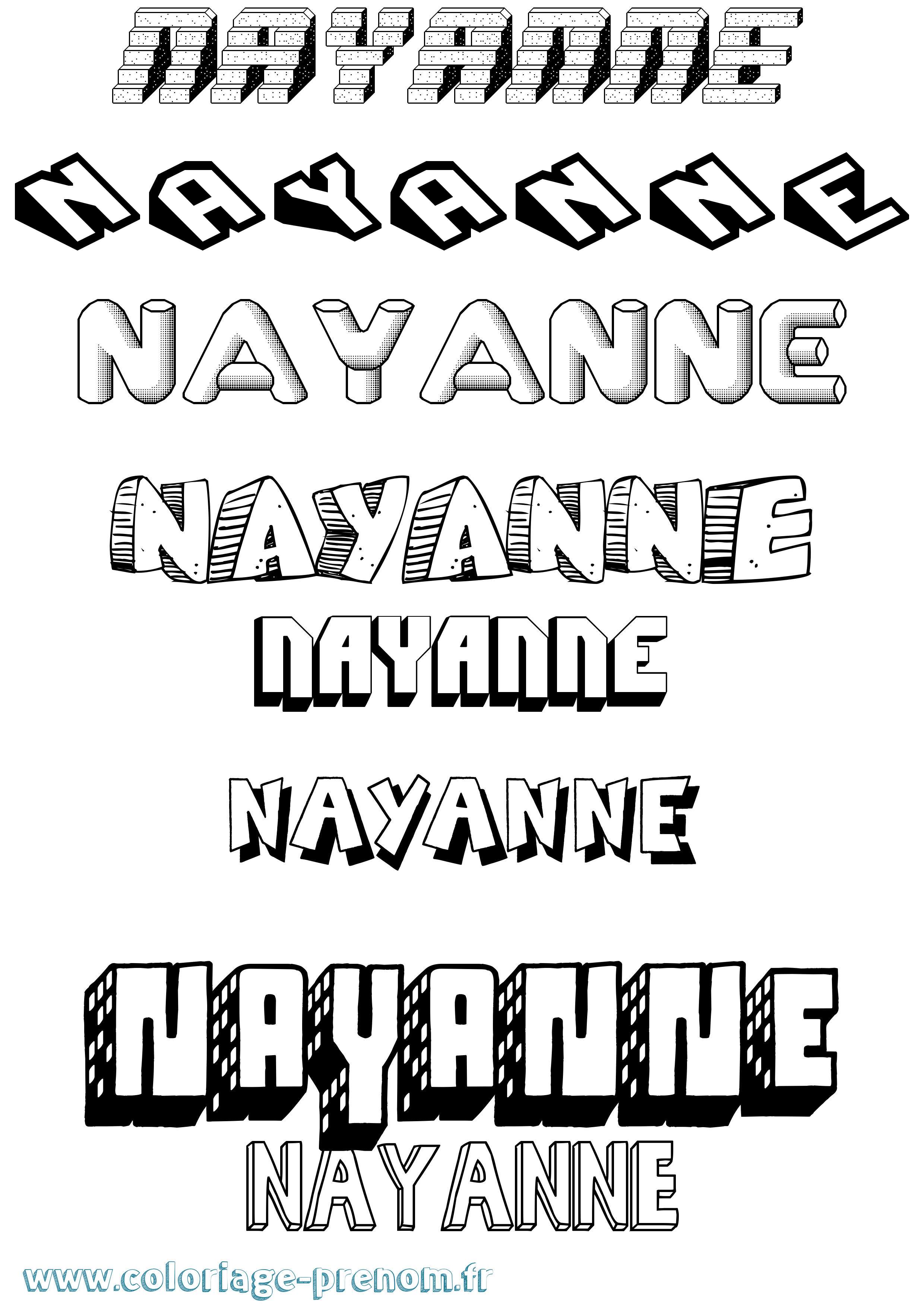 Coloriage Nayanne Effet 3D Coloriage prénom Nayanne Effet 3D