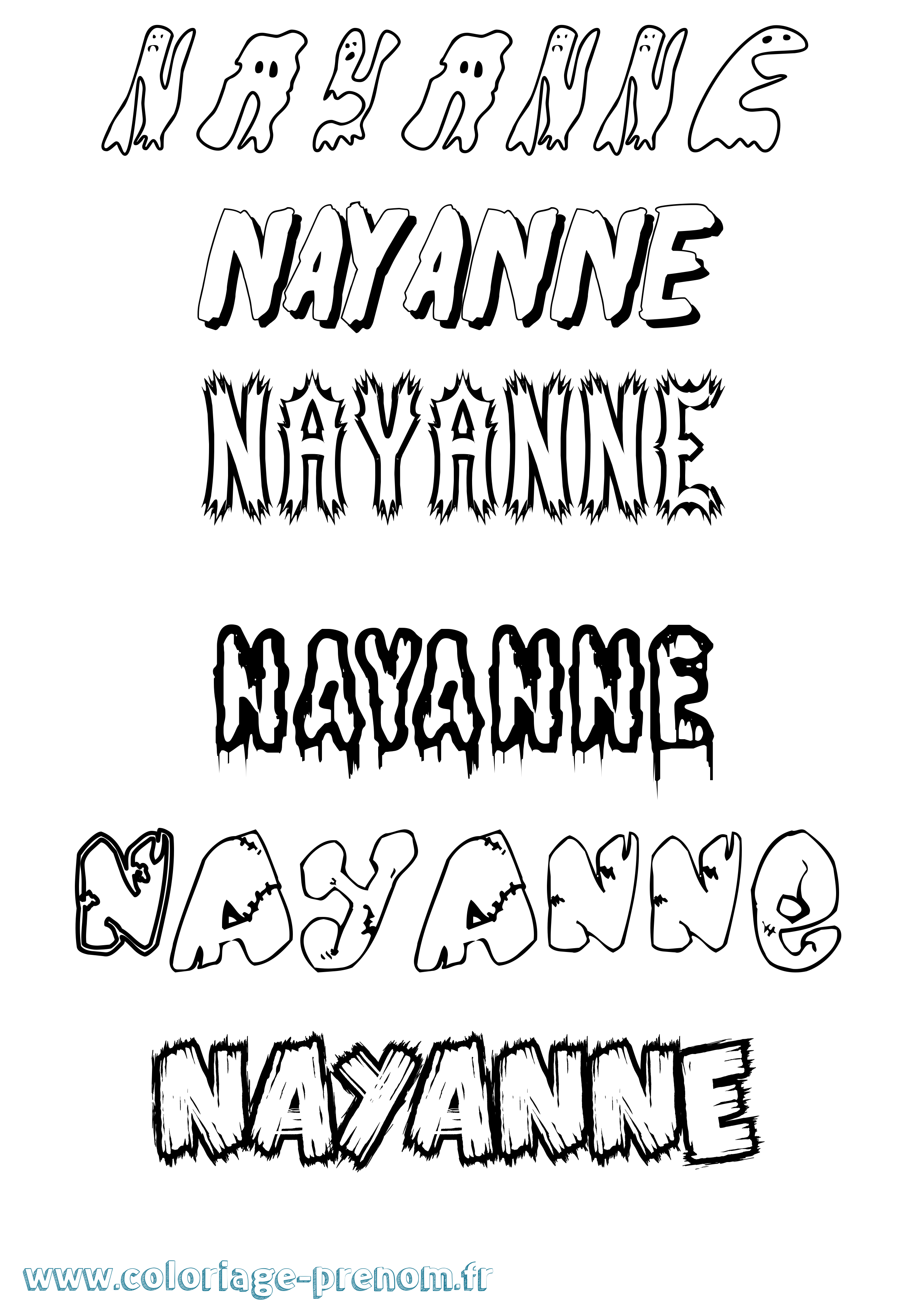 Coloriage Nayanne Frisson Coloriage prénom Nayanne Frisson
