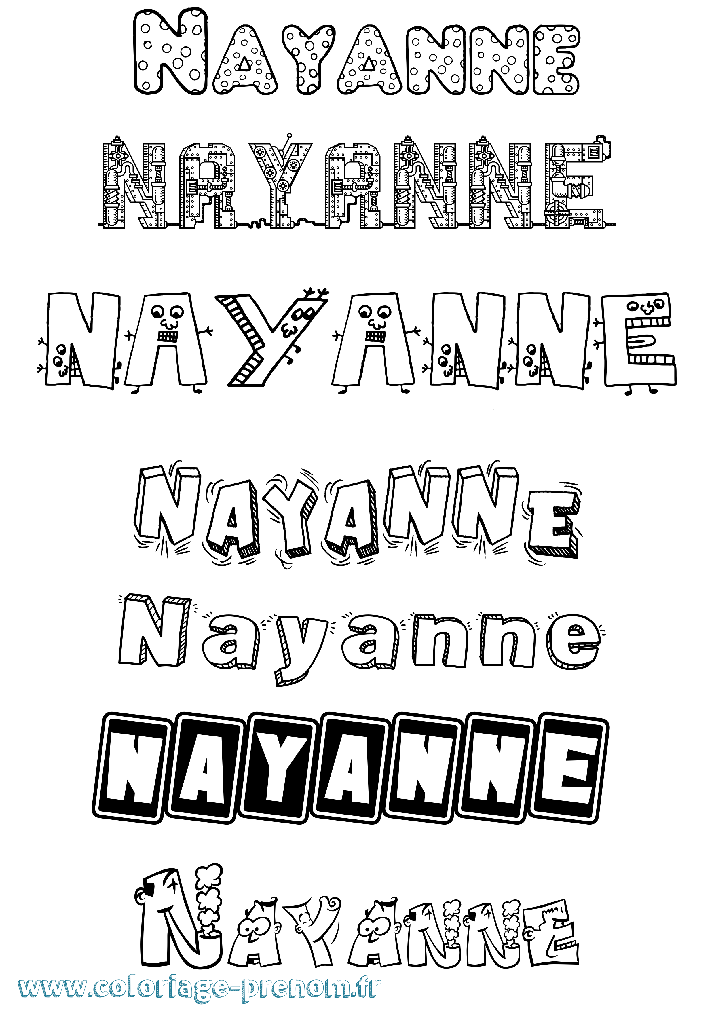 Coloriage Nayanne Fun Coloriage prénom Nayanne Fun