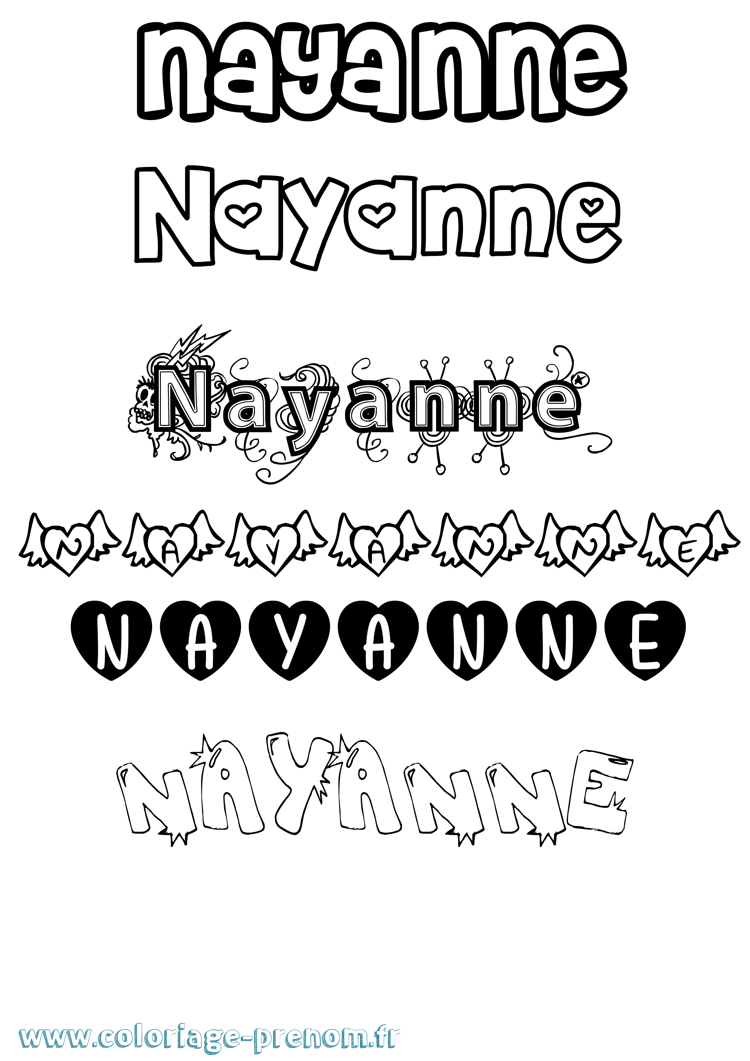 Coloriage Nayanne Girly Coloriage prénom Nayanne Girly