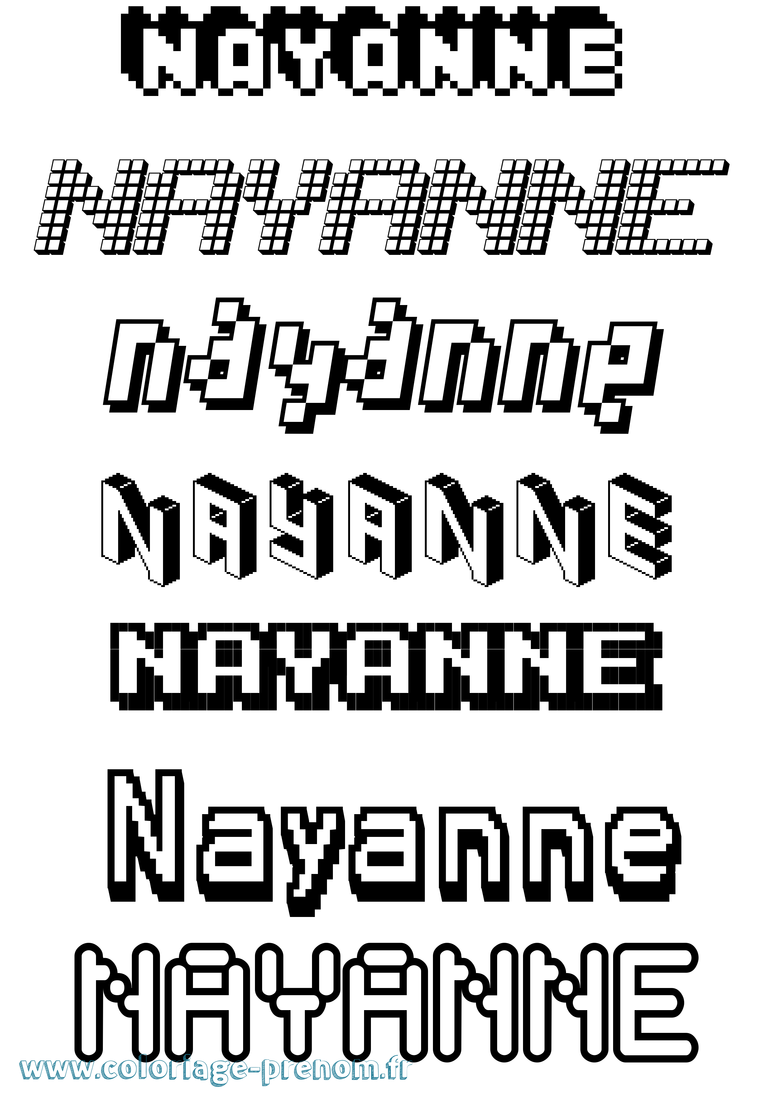 Coloriage Nayanne Pixel Coloriage prénom Nayanne Pixel