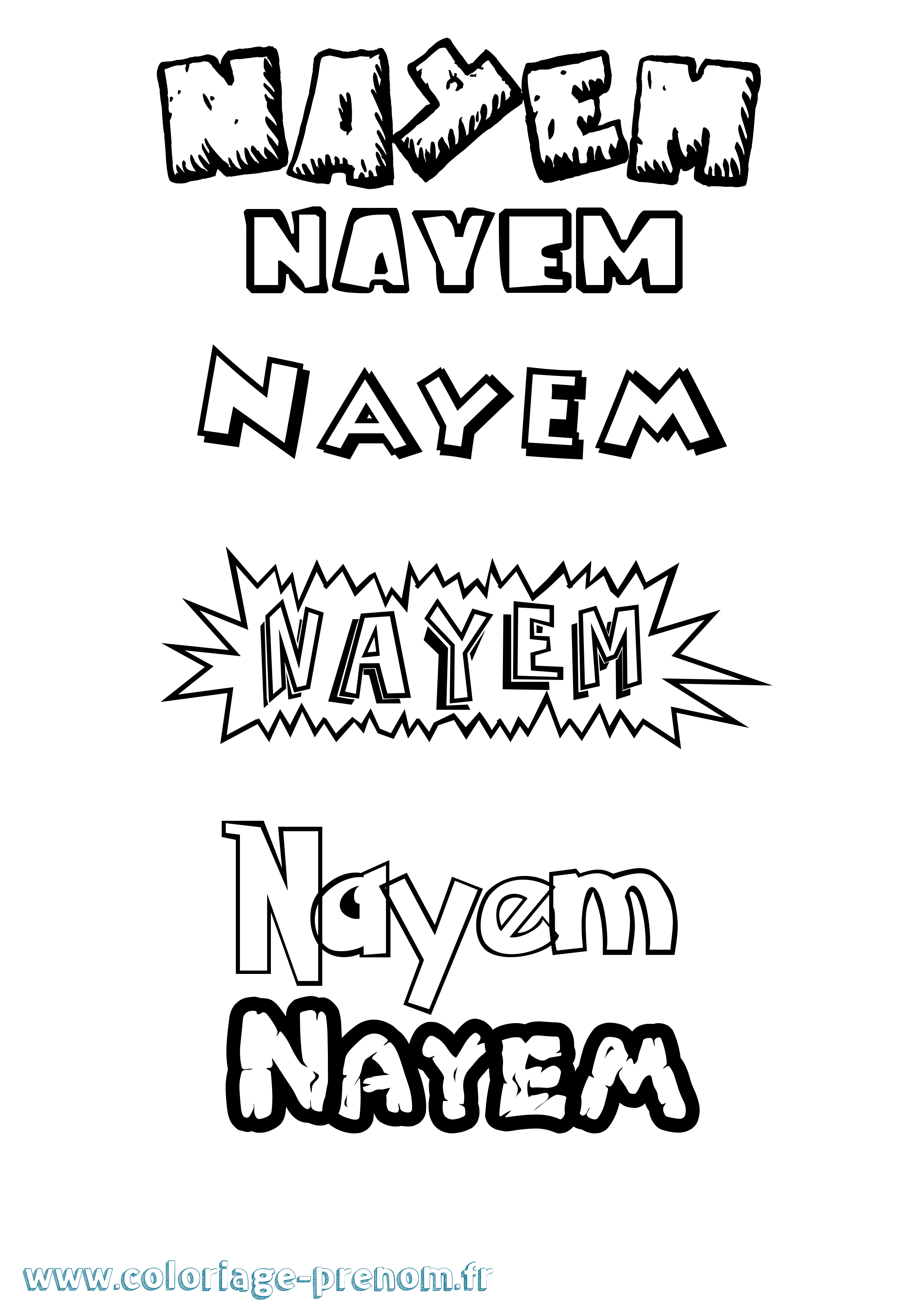 Coloriage Nayem Dessin Animé Coloriage prénom Nayem Dessin Animé
