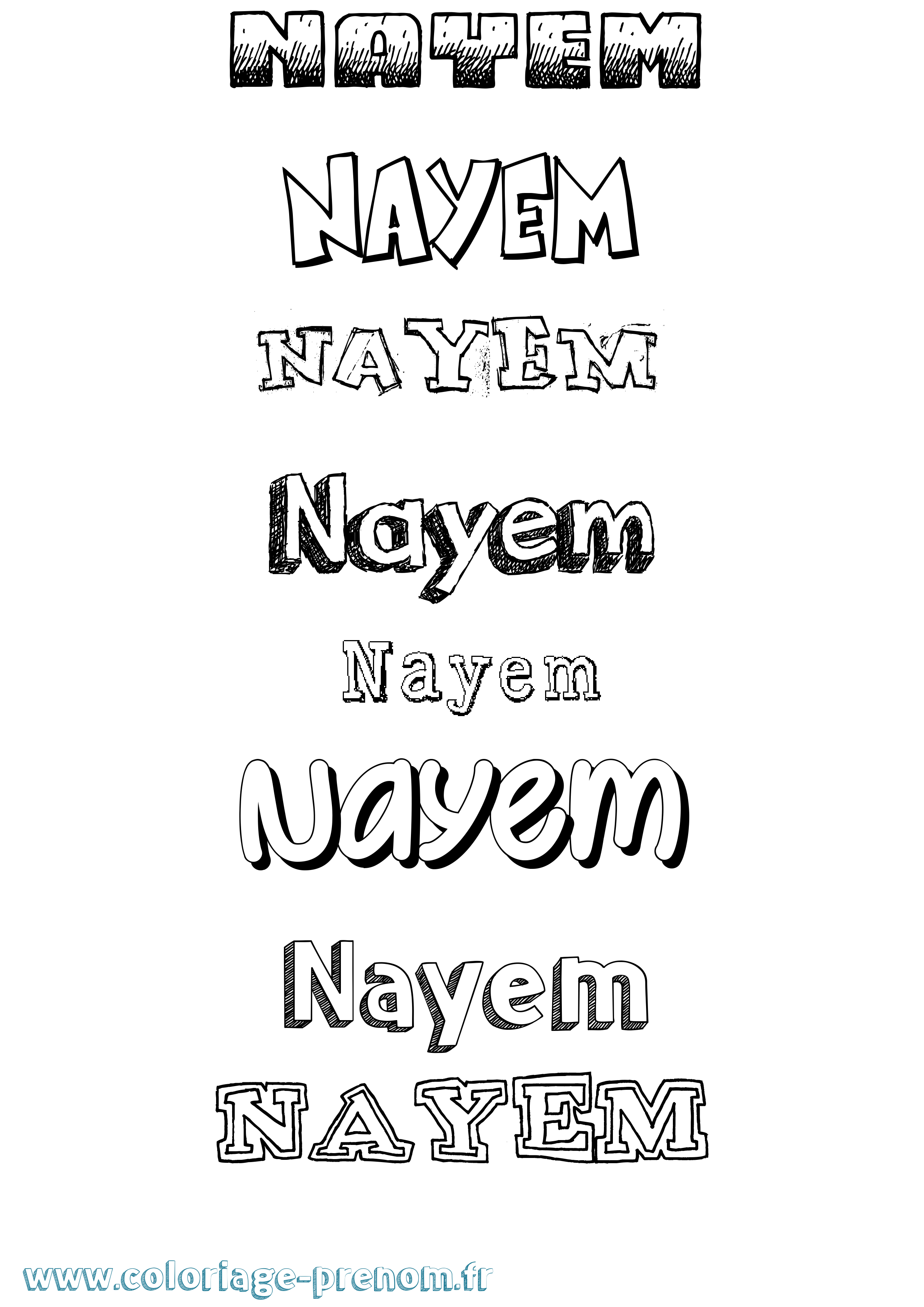 Coloriage Nayem Dessiné Coloriage prénom Nayem Dessiné
