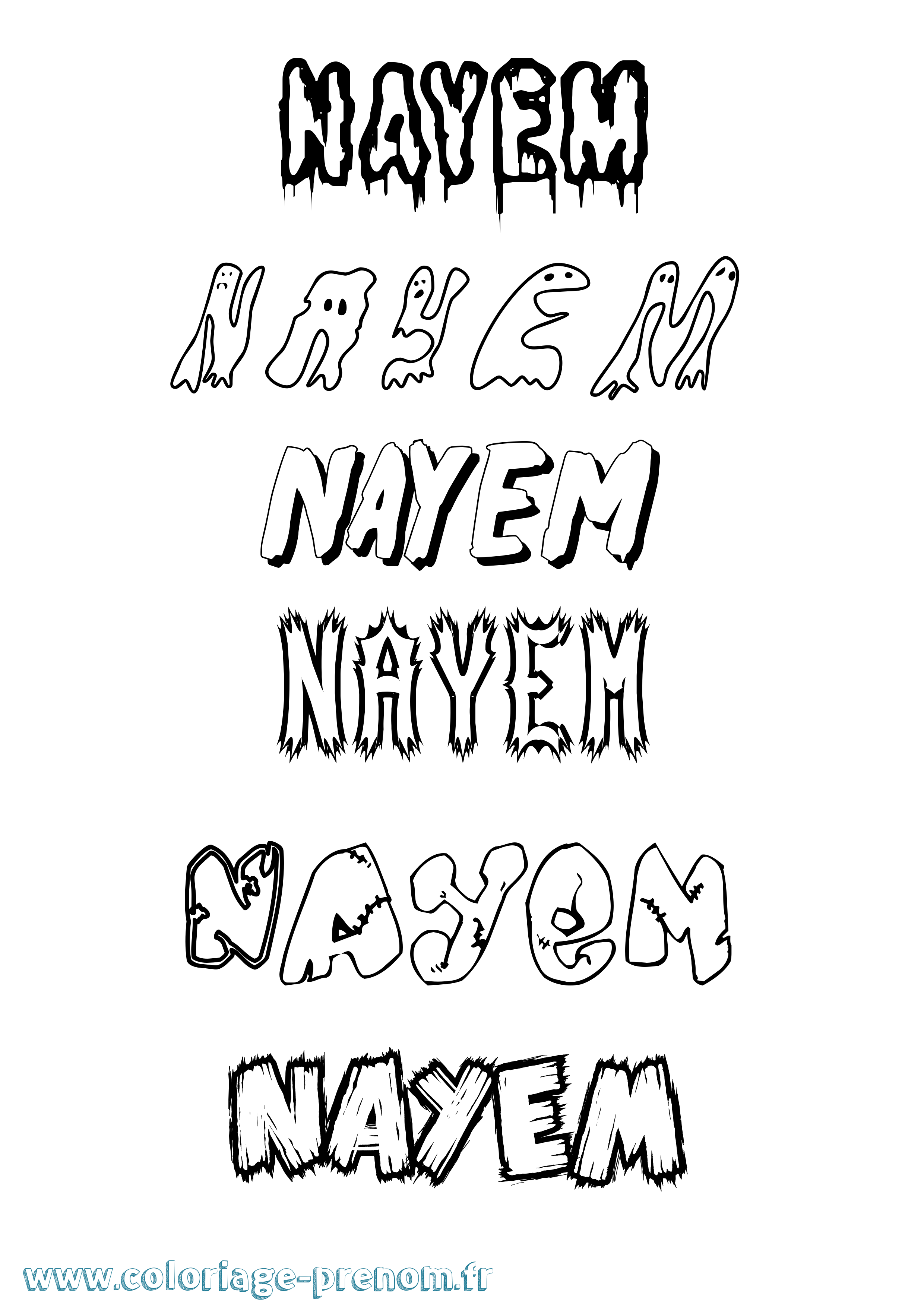 Coloriage Nayem Frisson Coloriage prénom Nayem Frisson