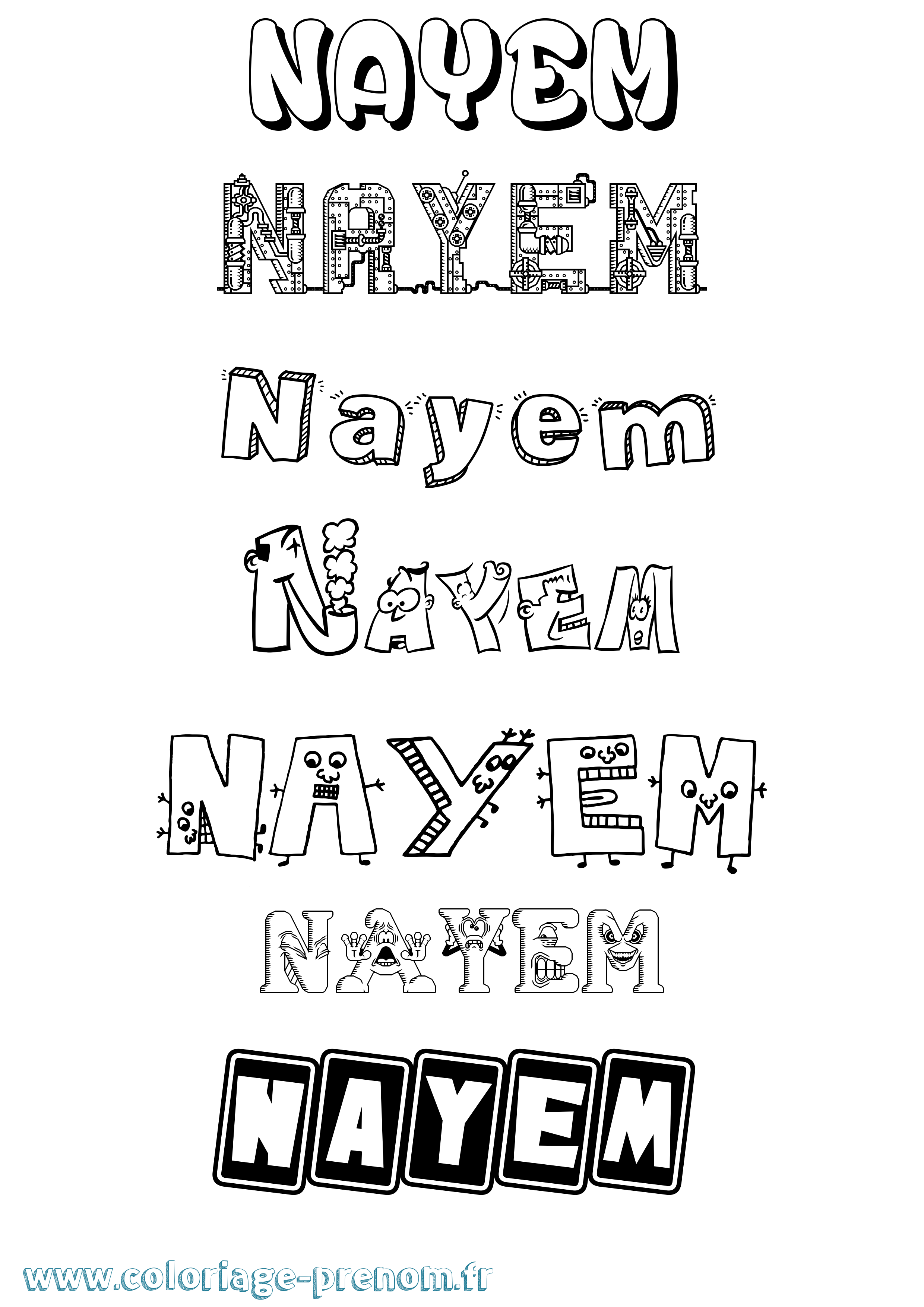 Coloriage Nayem Fun Coloriage prénom Nayem Fun