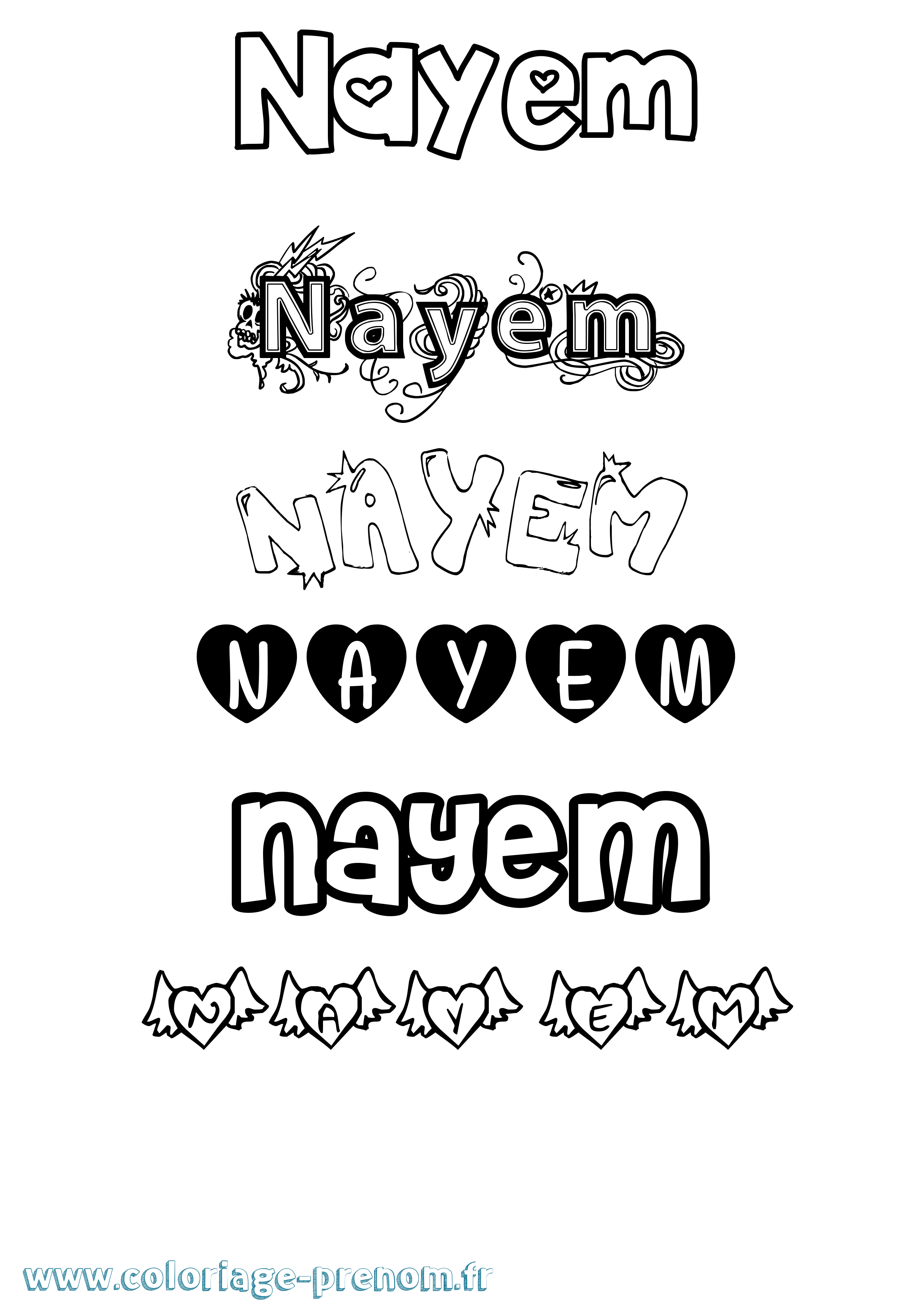 Coloriage Nayem Girly Coloriage prénom Nayem Girly