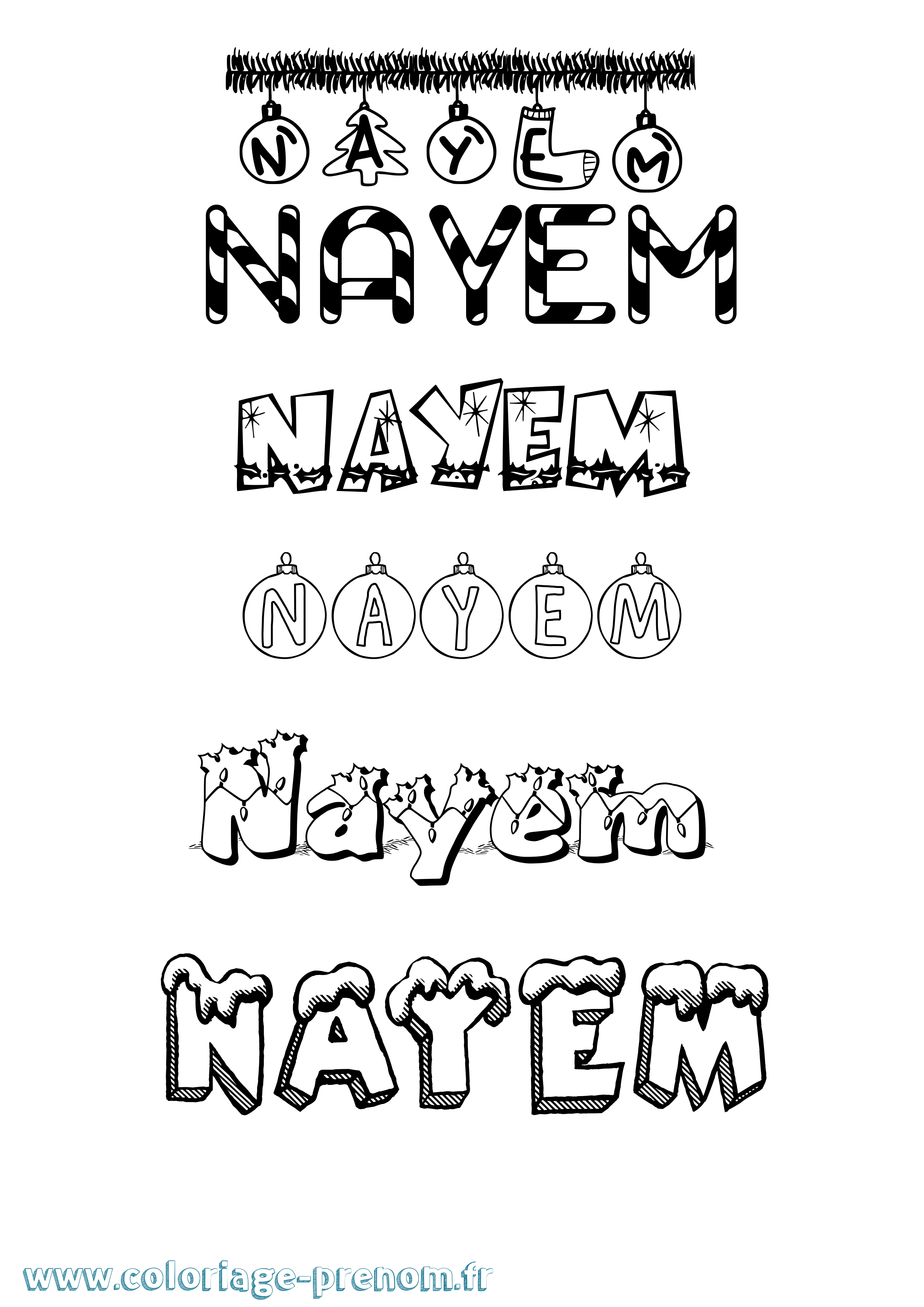 Coloriage Nayem Noël Coloriage prénom Nayem Noël