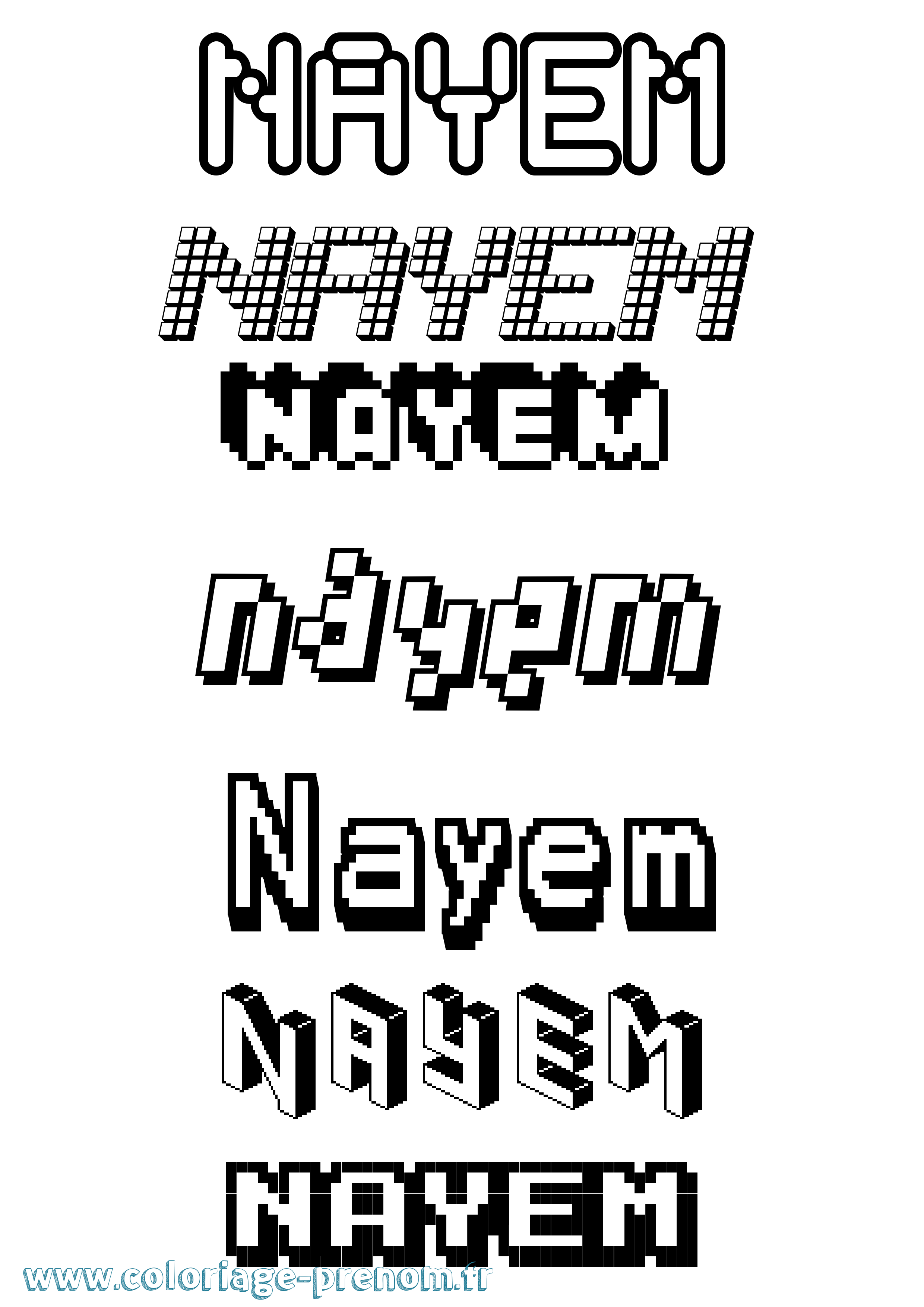 Coloriage Nayem Pixel Coloriage prénom Nayem Pixel