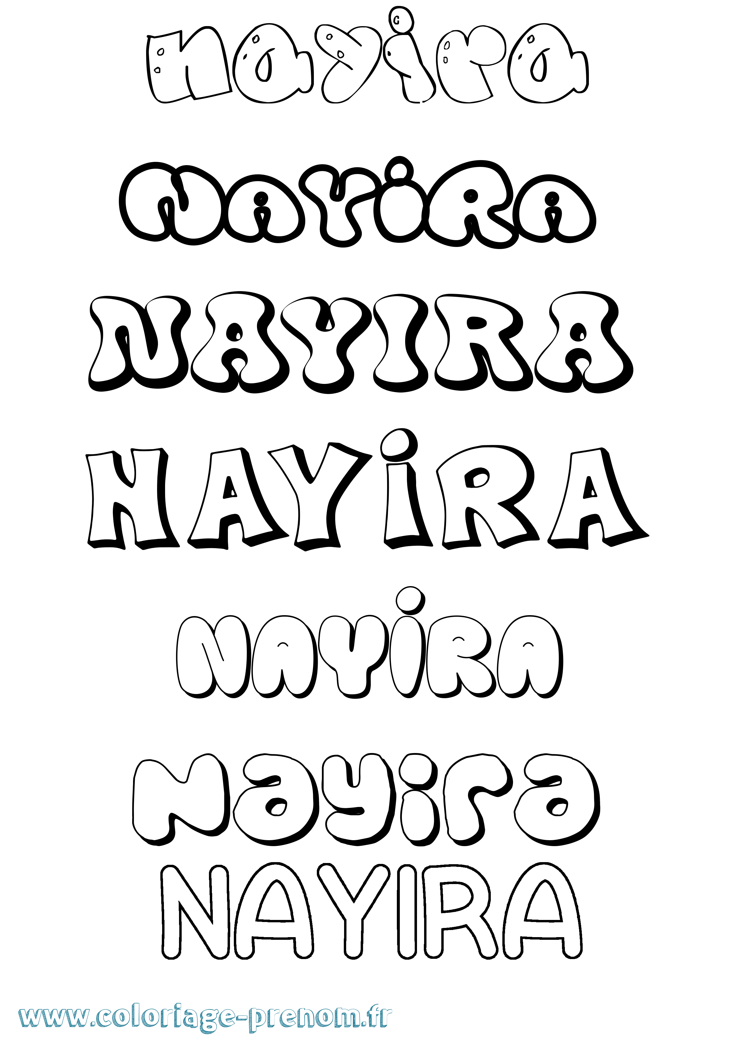 Coloriage Nayira Bubble Coloriage prénom Nayira Bubble
