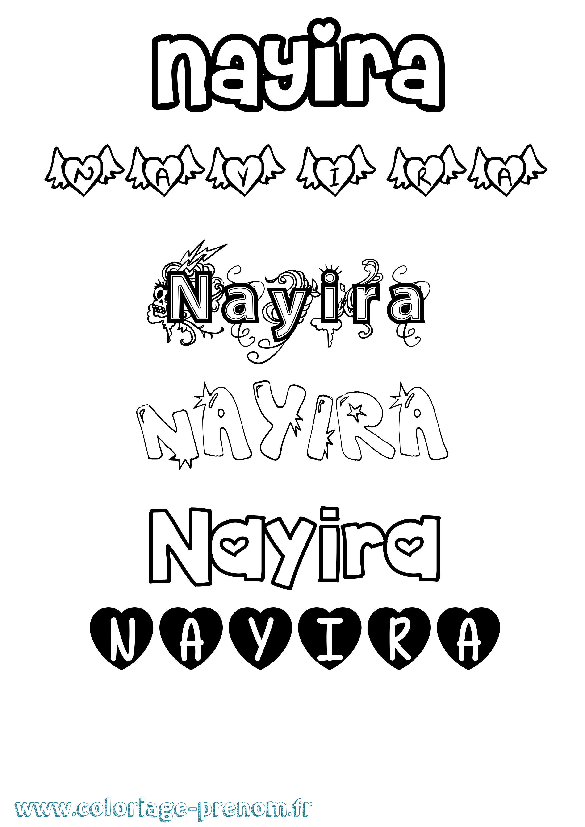 Coloriage Nayira Girly Coloriage prénom Nayira Girly