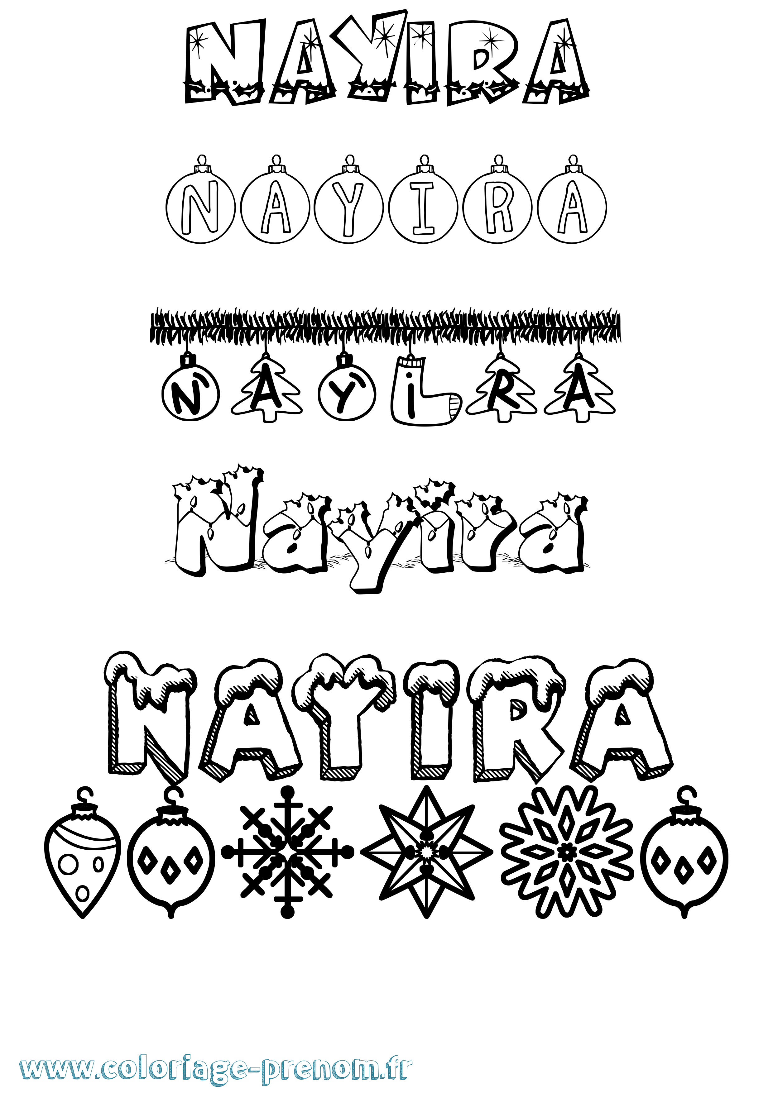 Coloriage Nayira Noël Coloriage prénom Nayira Noël