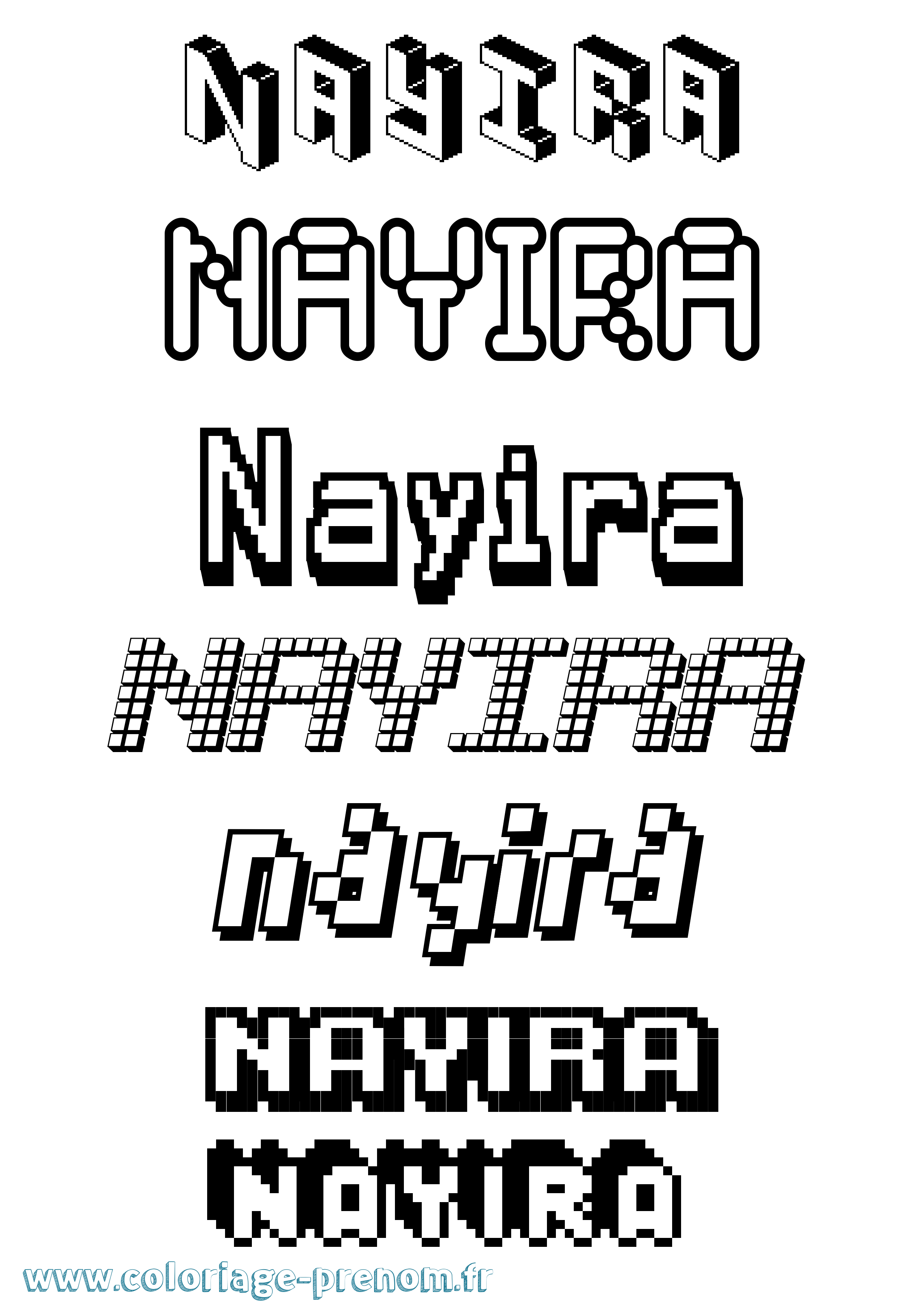 Coloriage Nayira Pixel Coloriage prénom Nayira Pixel