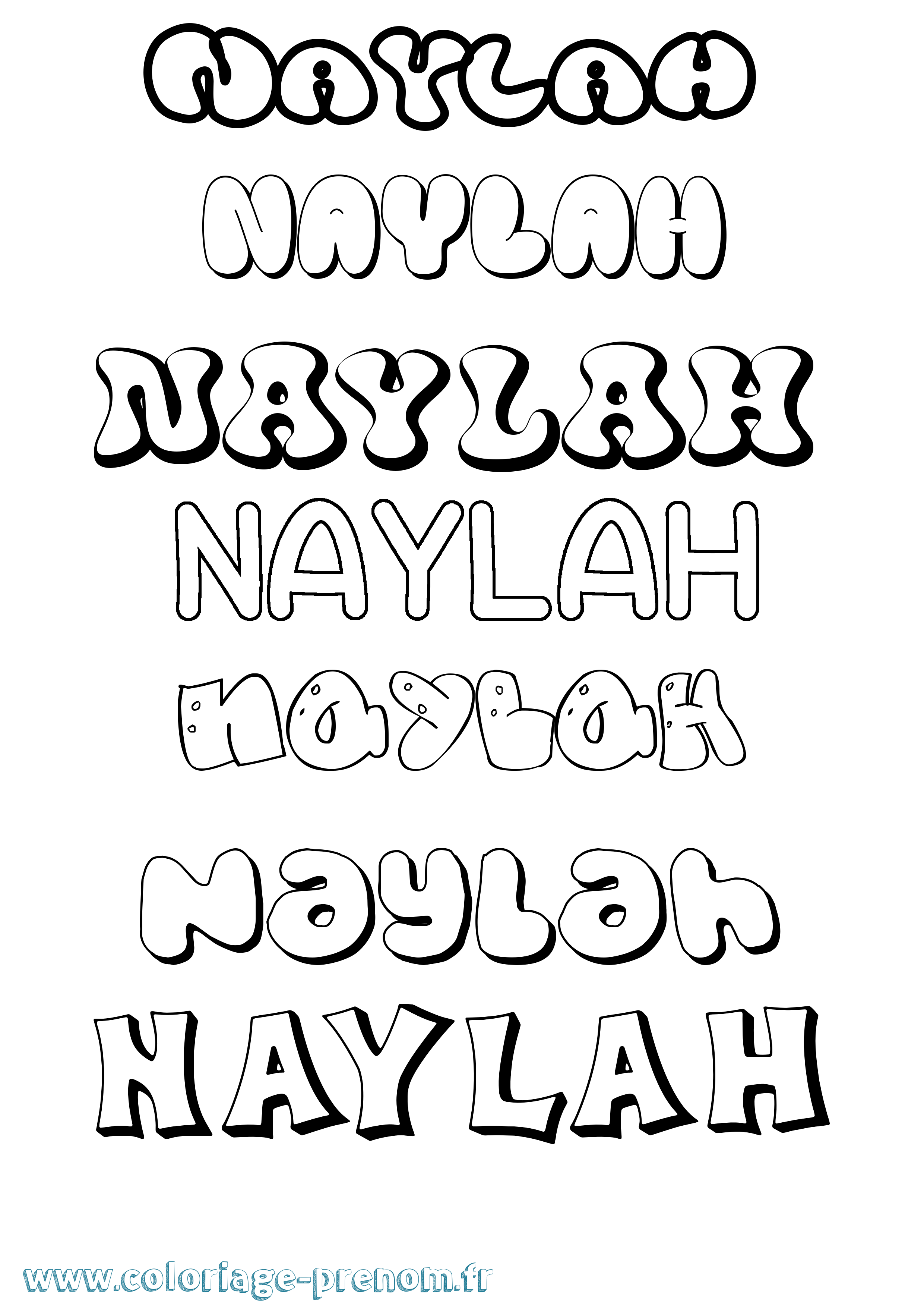 Coloriage Naylah Bubble Coloriage prénom Naylah Bubble