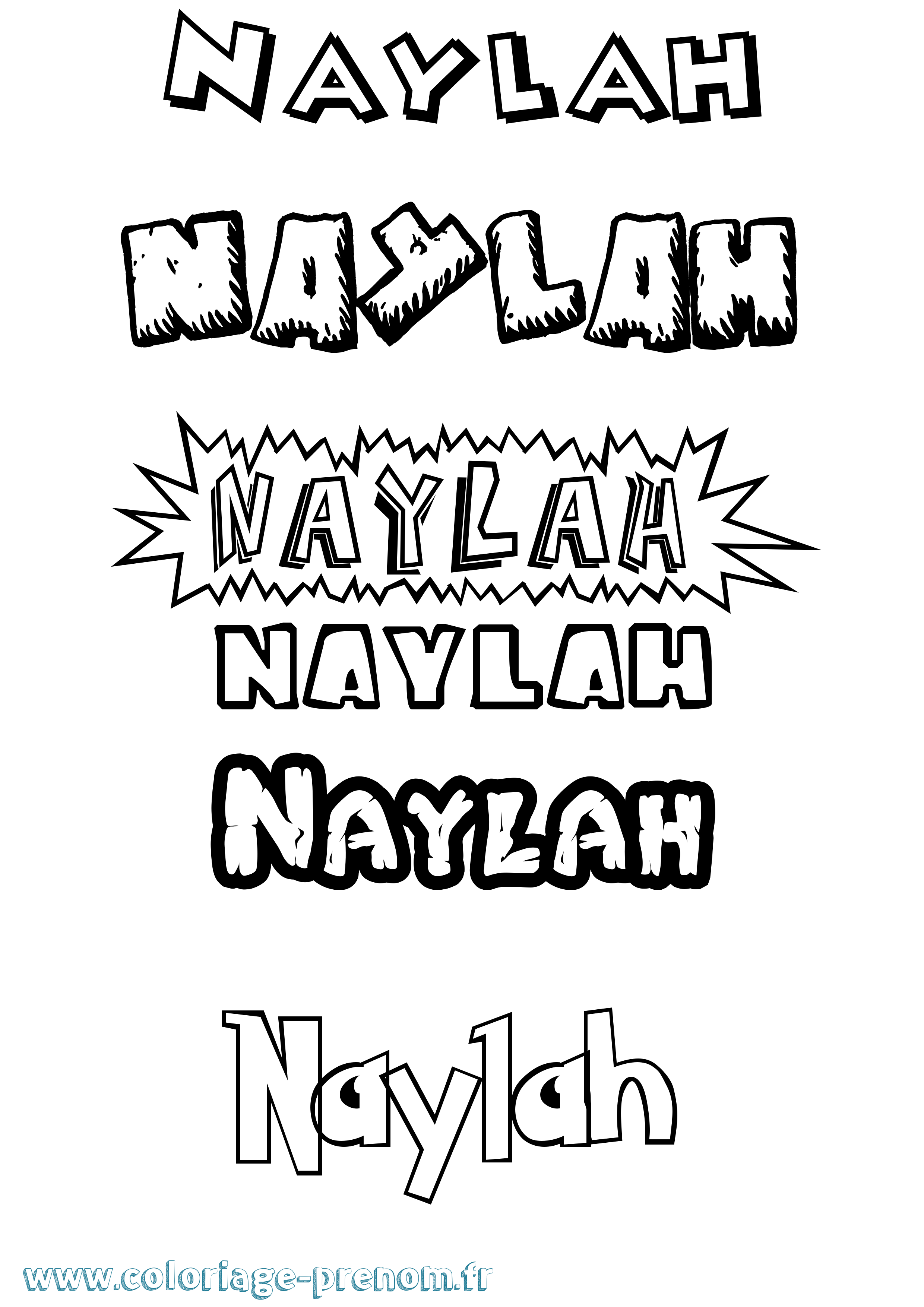 Coloriage Naylah Dessin Animé Coloriage prénom Naylah Dessin Animé