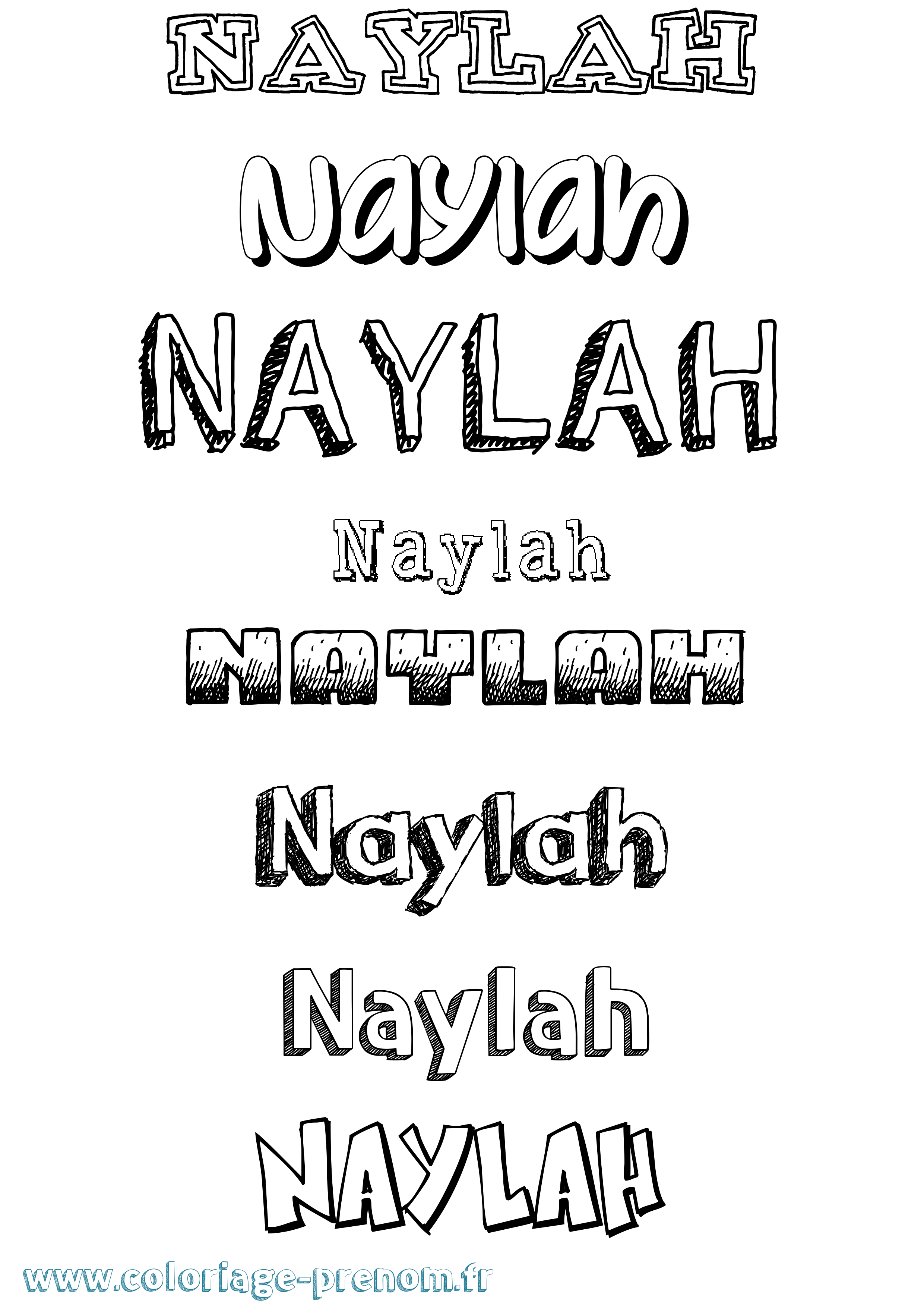 Coloriage Naylah Dessiné Coloriage prénom Naylah Dessiné