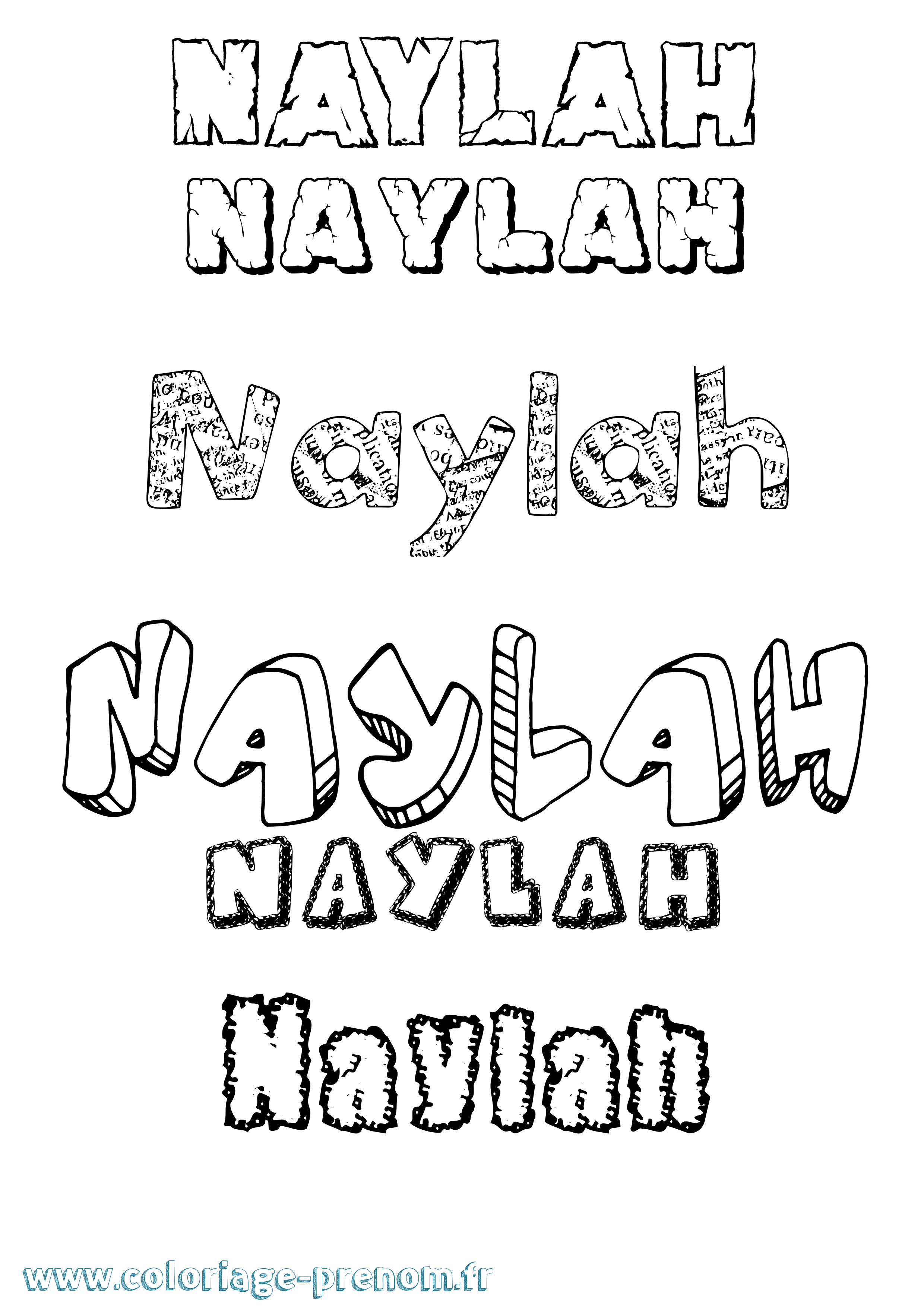 Coloriage Naylah Destructuré Coloriage prénom Naylah Destructuré