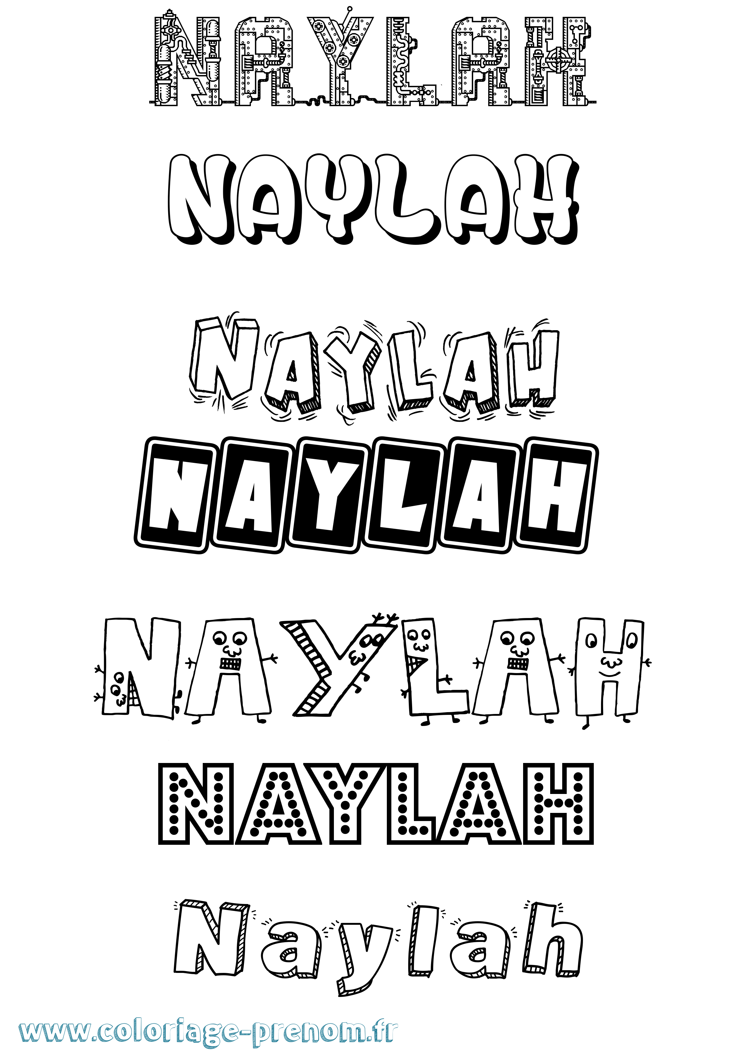 Coloriage Naylah Fun Coloriage prénom Naylah Fun