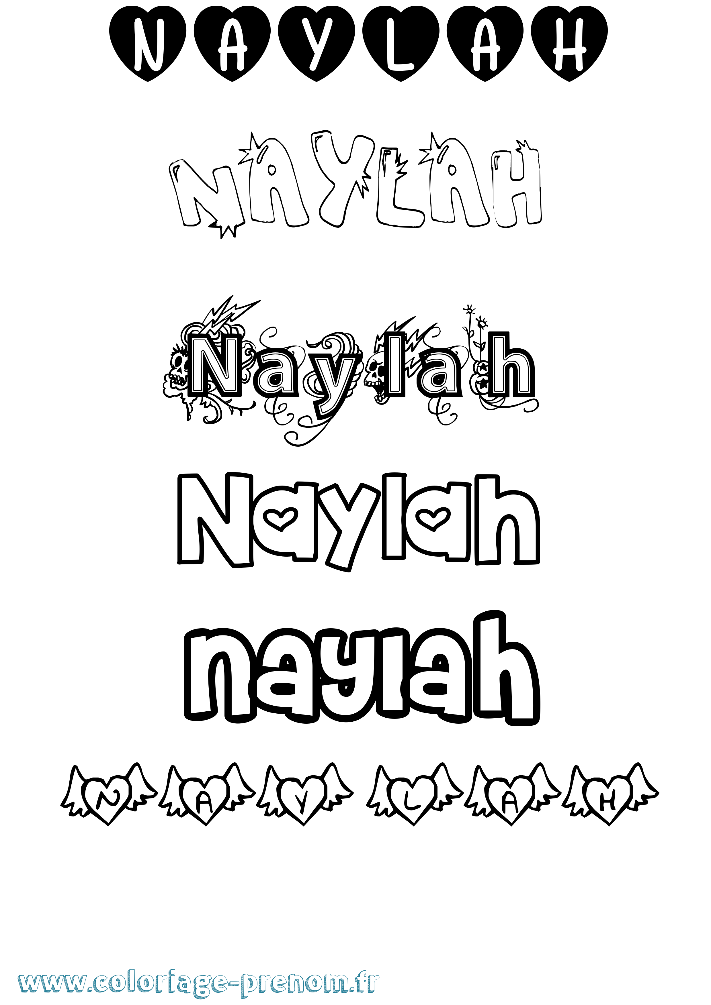 Coloriage Naylah Girly Coloriage prénom Naylah Girly