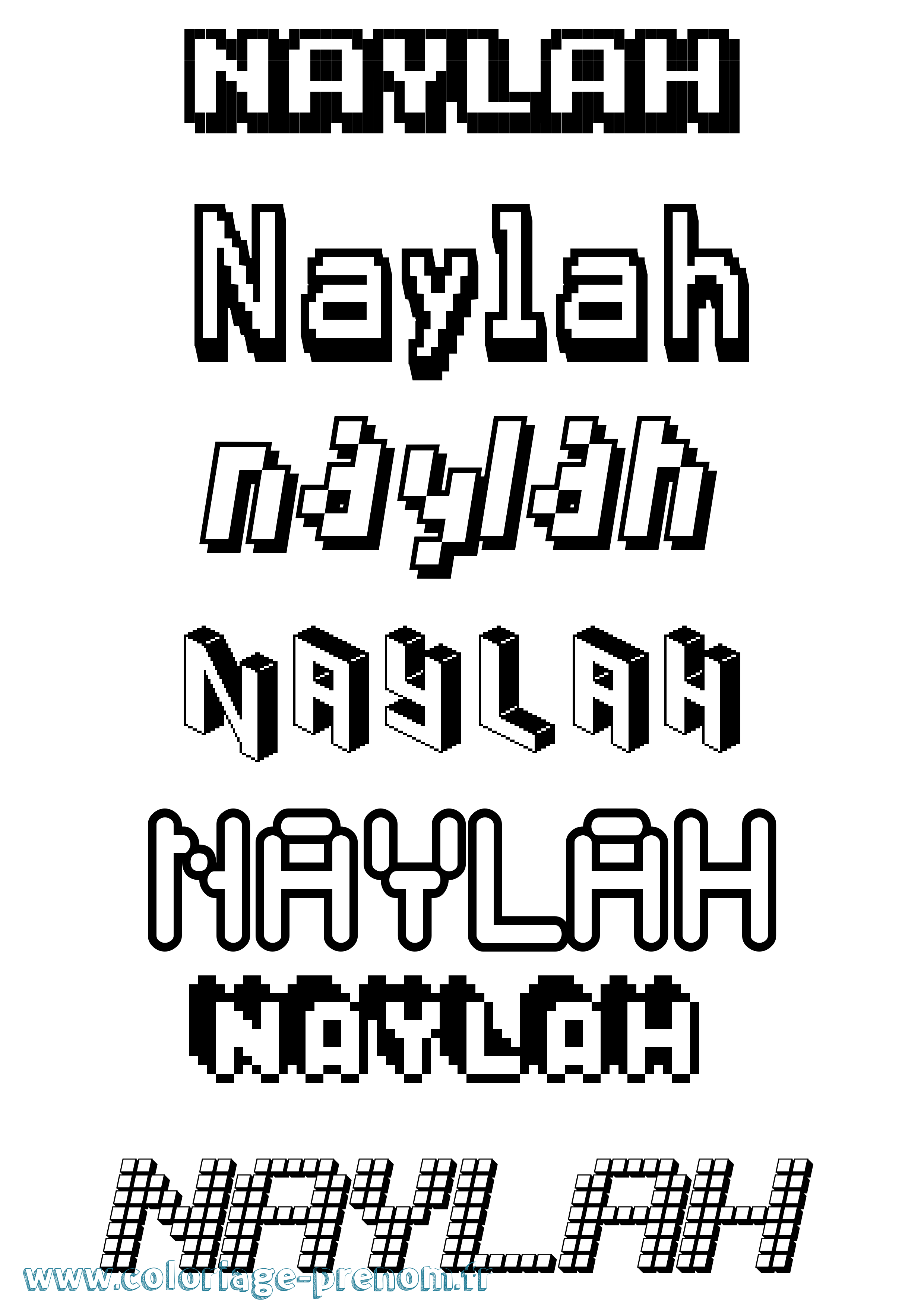 Coloriage Naylah Pixel Coloriage prénom Naylah Pixel