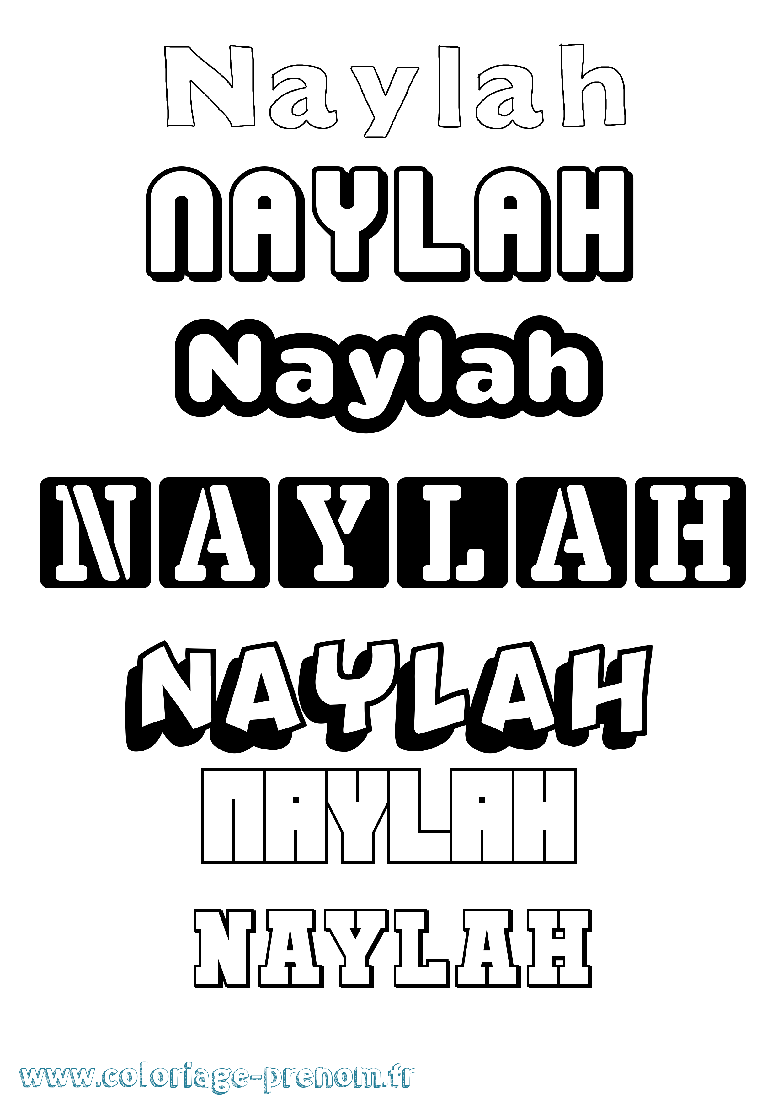 Coloriage Naylah Simple Coloriage prénom Naylah Simple