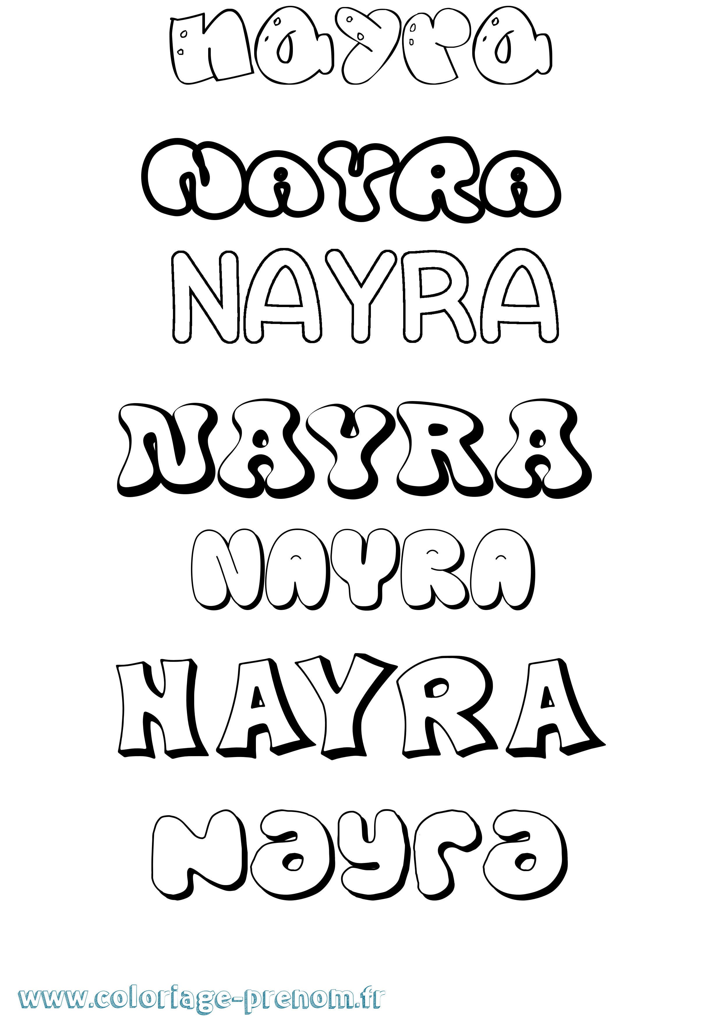 Coloriage Nayra Bubble Coloriage prénom Nayra Bubble