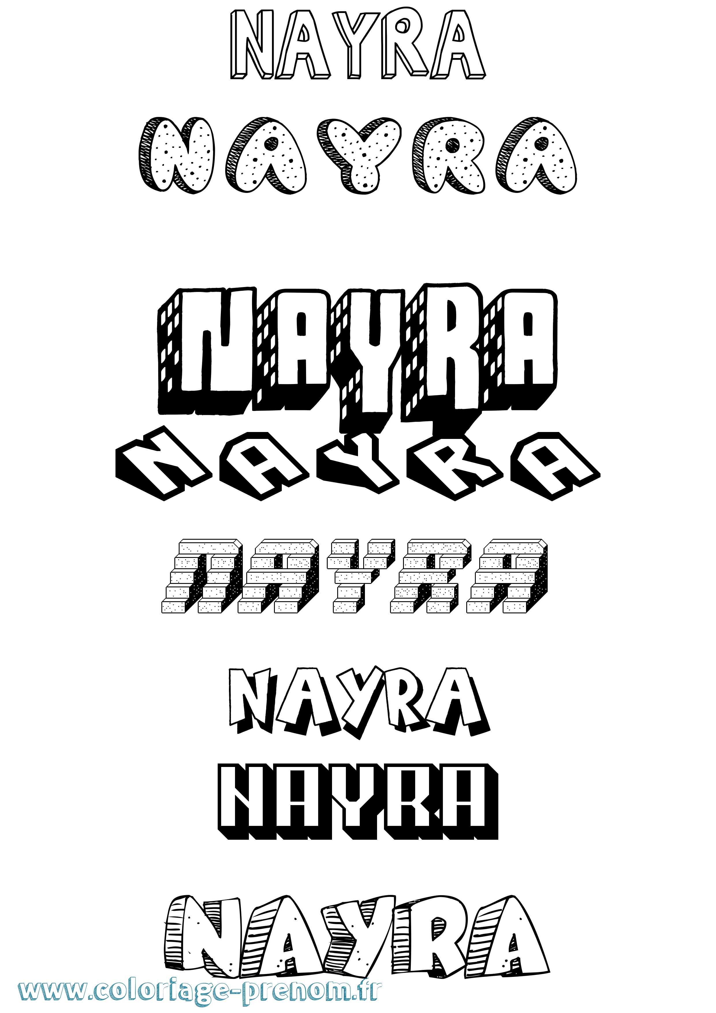 Coloriage Nayra Effet 3D Coloriage prénom Nayra Effet 3D