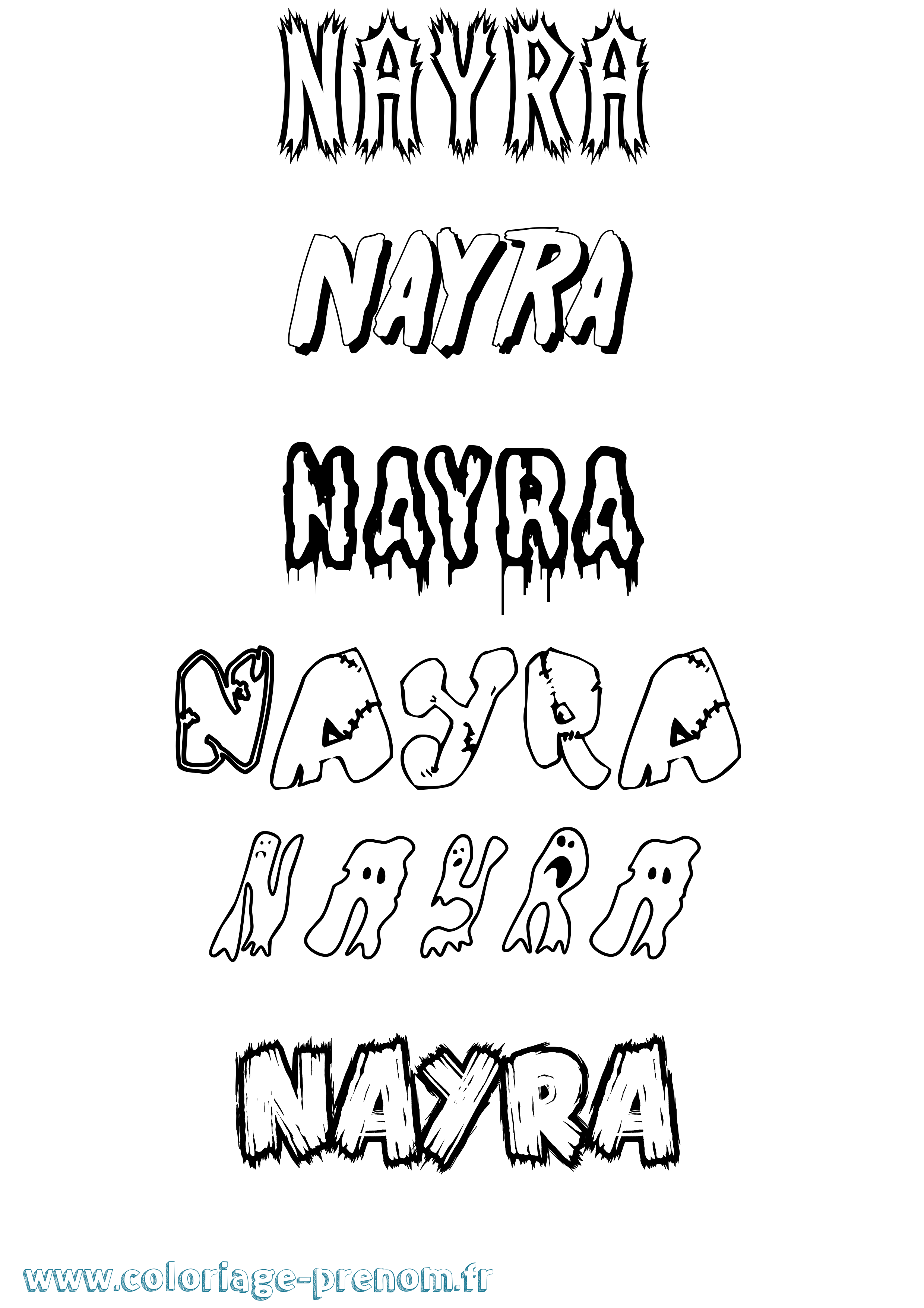 Coloriage Nayra Frisson Coloriage prénom Nayra Frisson