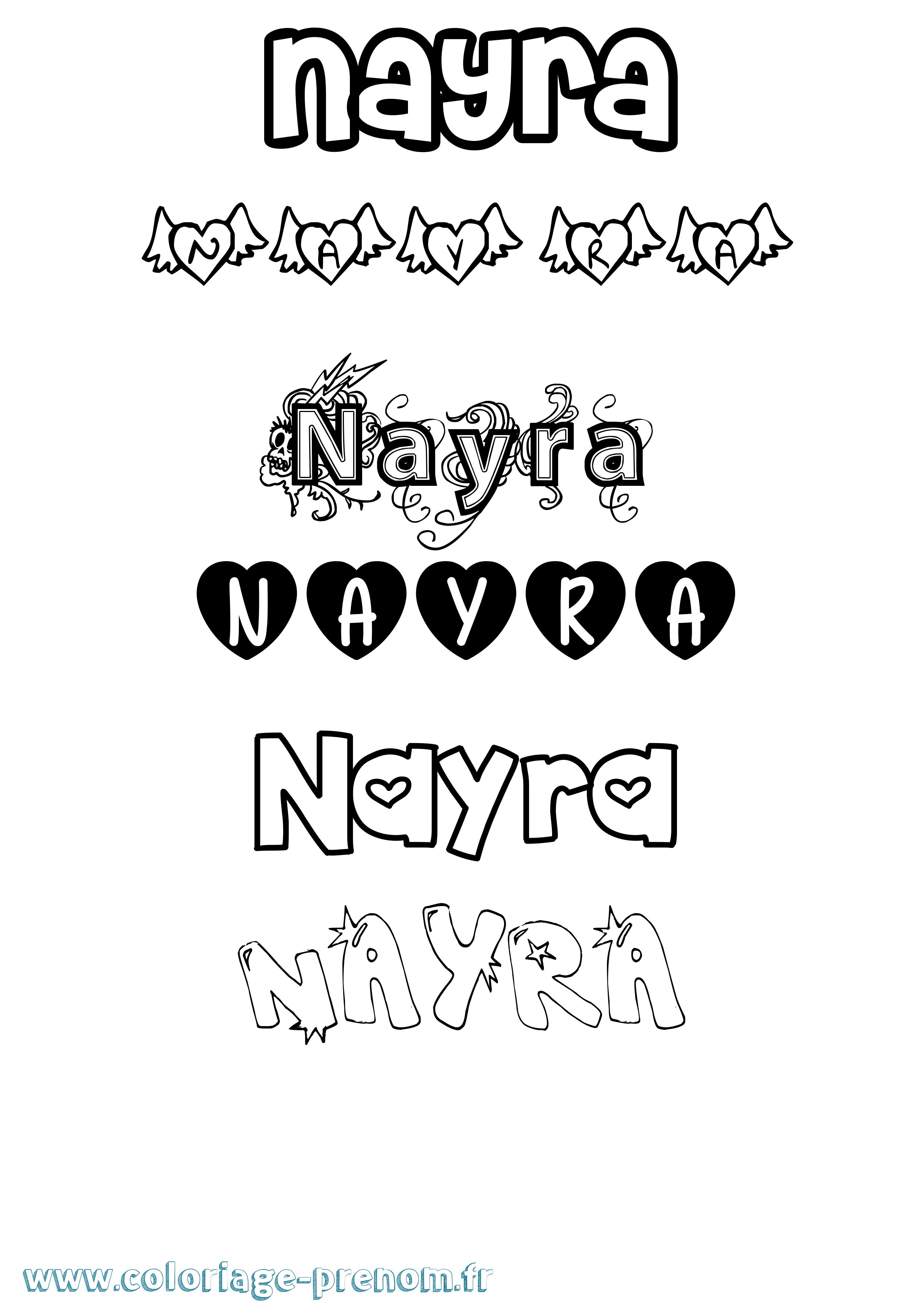 Coloriage Nayra Girly Coloriage prénom Nayra Girly