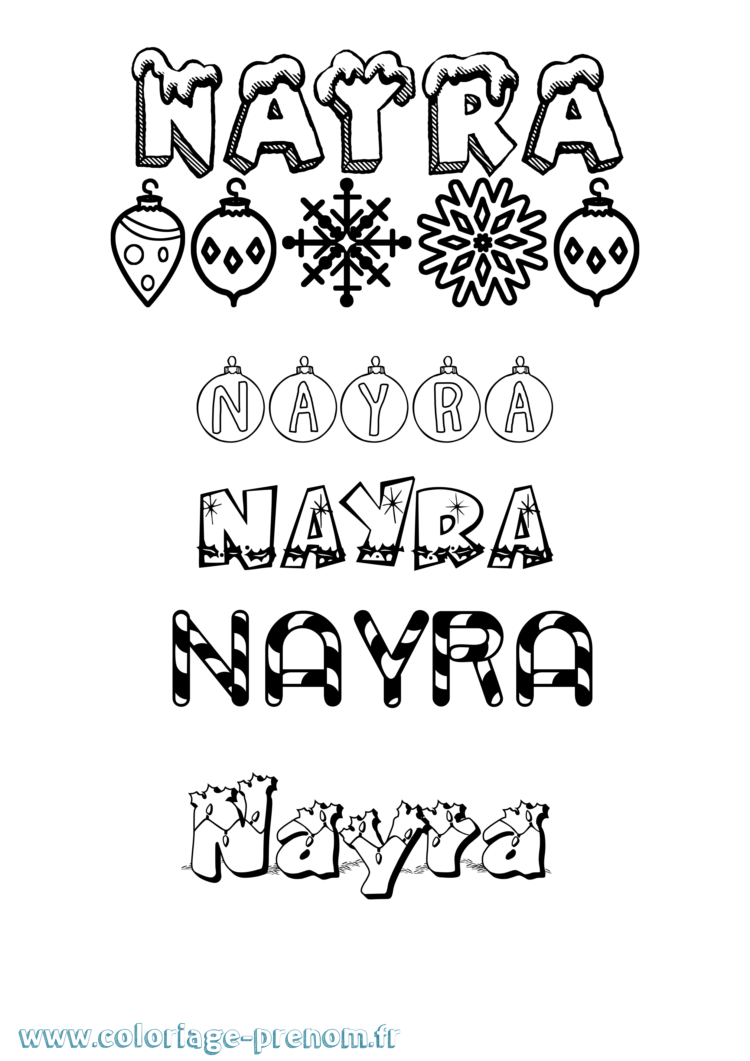 Coloriage Nayra Noël Coloriage prénom Nayra Noël
