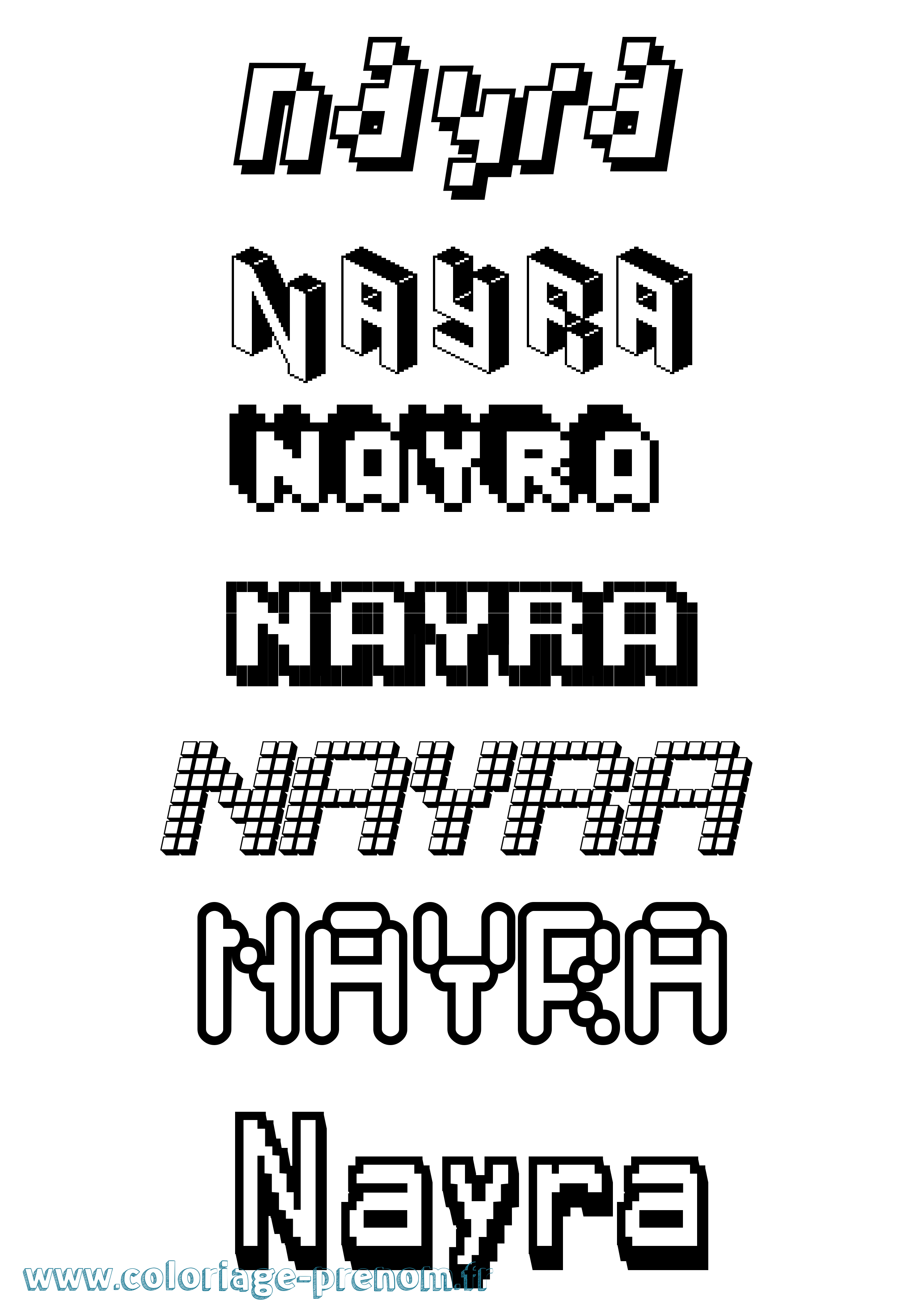 Coloriage Nayra Pixel Coloriage prénom Nayra Pixel