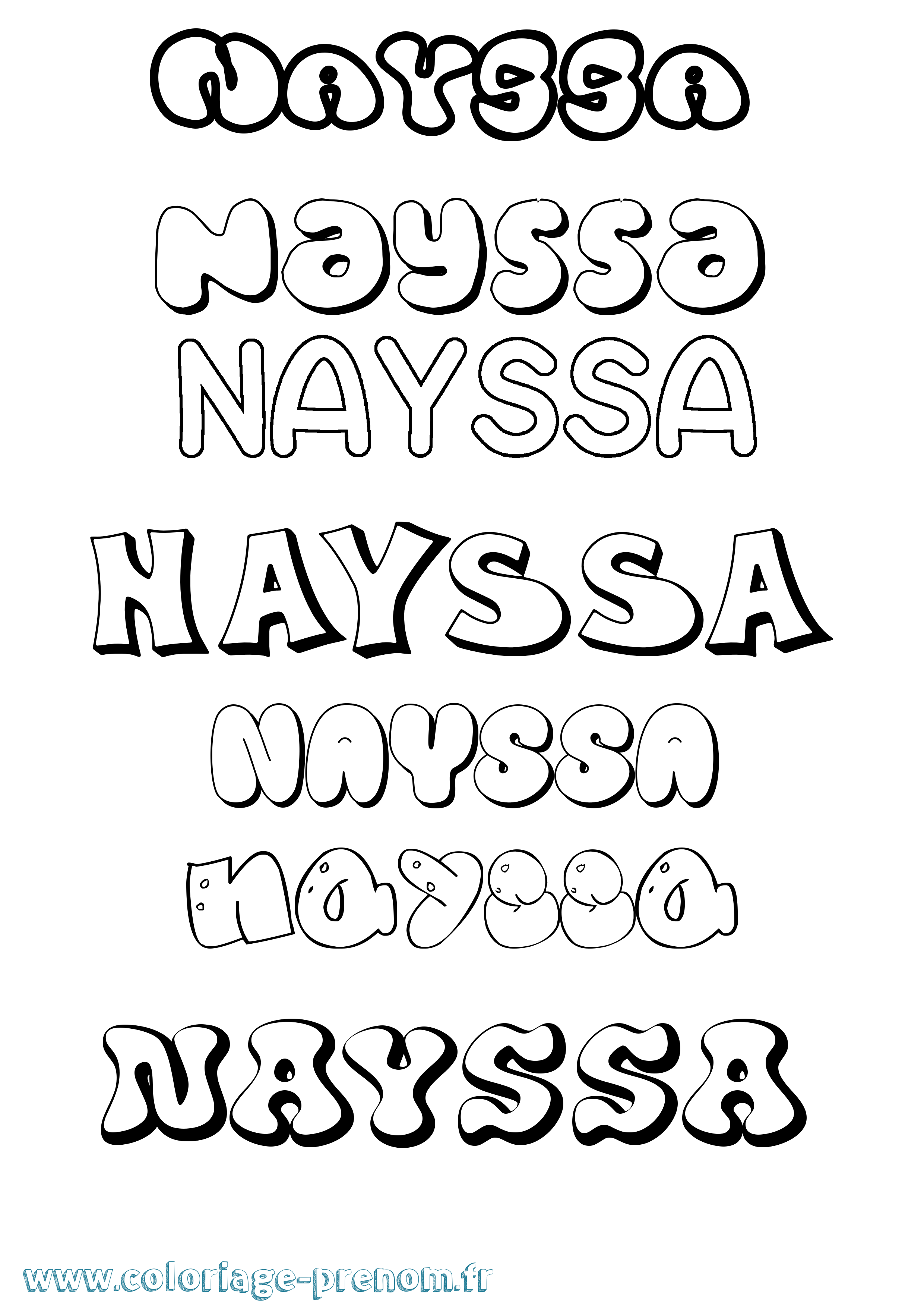 Coloriage Nayssa Bubble Coloriage prénom Nayssa Bubble