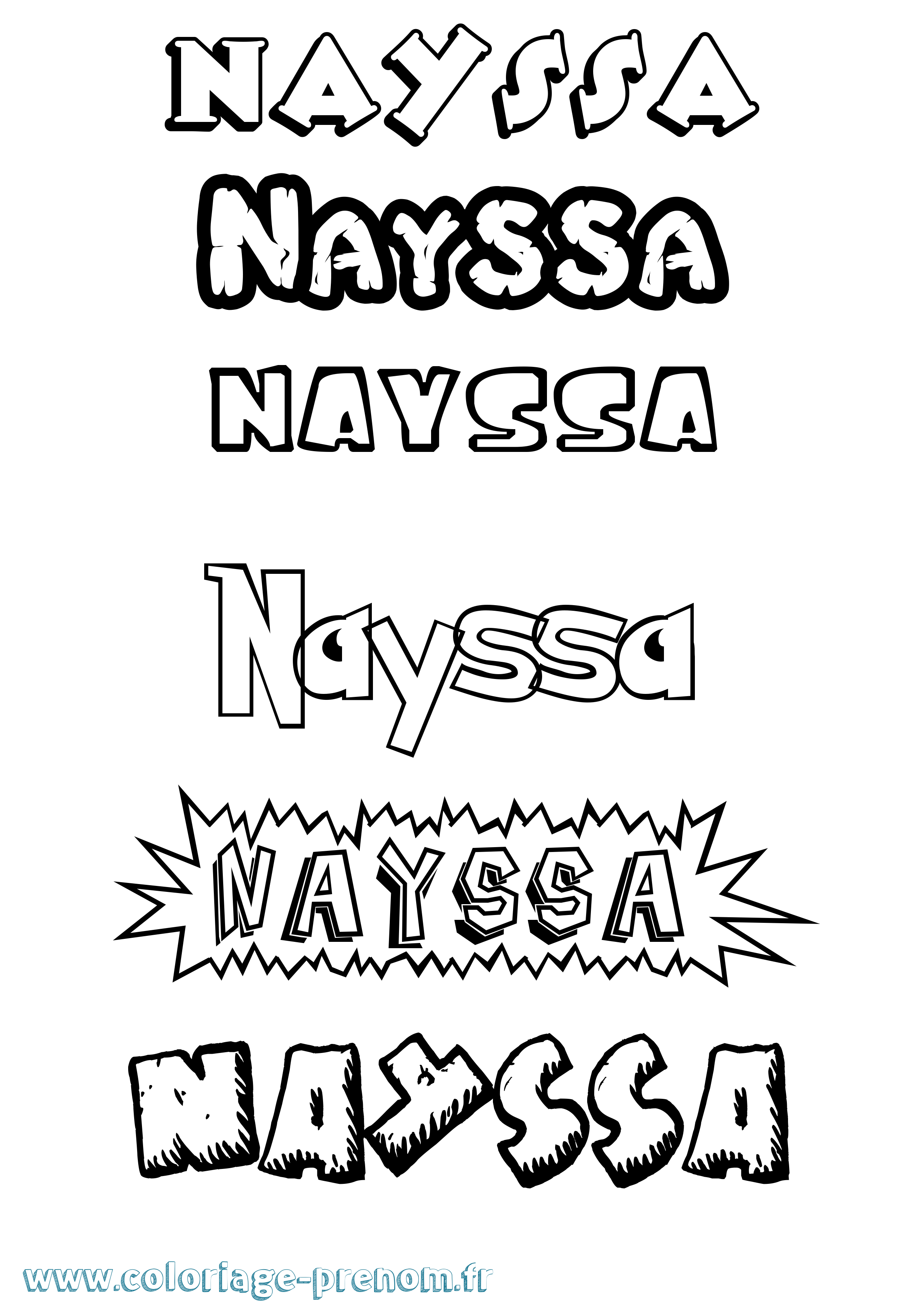 Coloriage Nayssa Dessin Animé Coloriage prénom Nayssa Dessin Animé