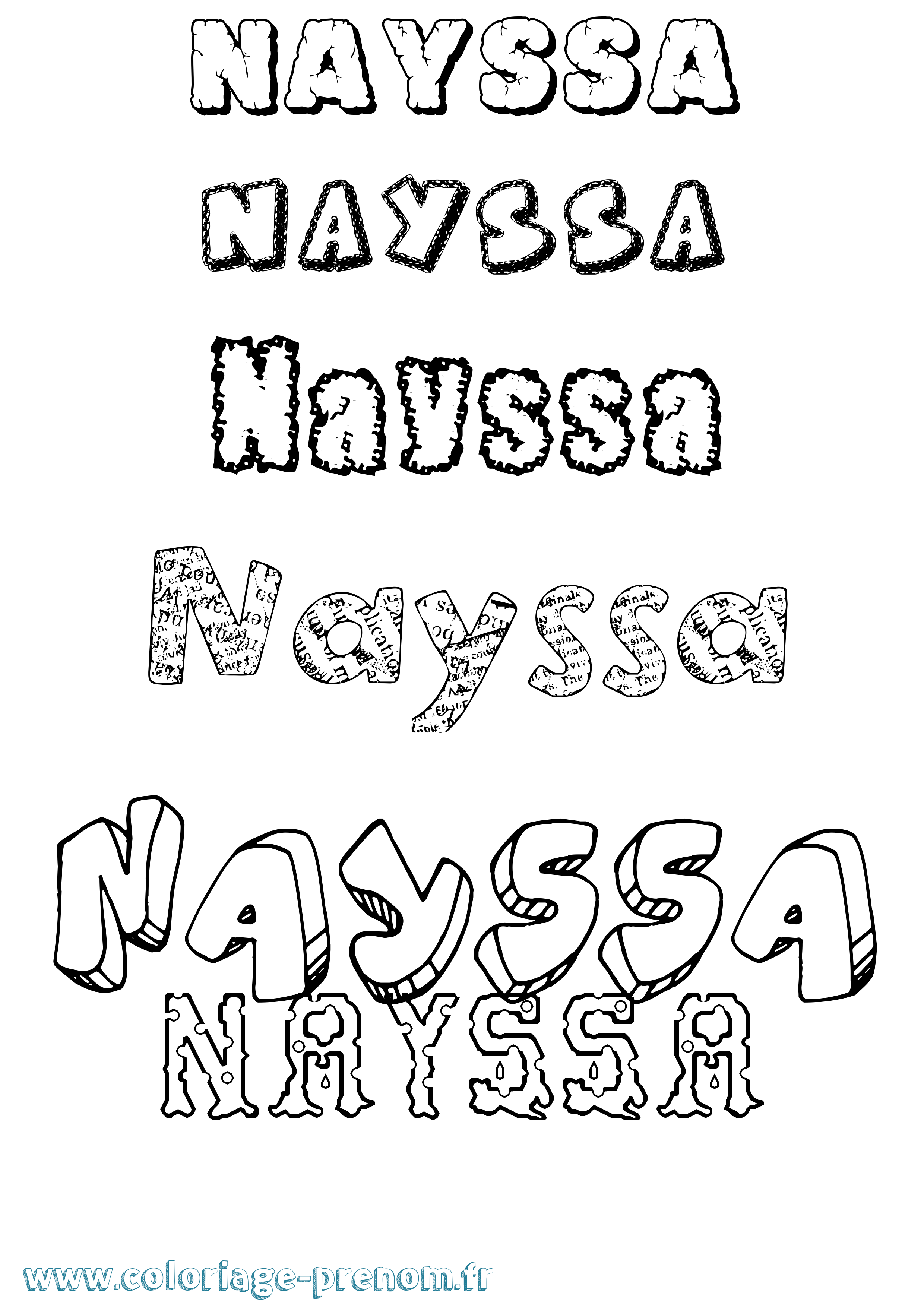 Coloriage Nayssa Destructuré Coloriage prénom Nayssa Destructuré