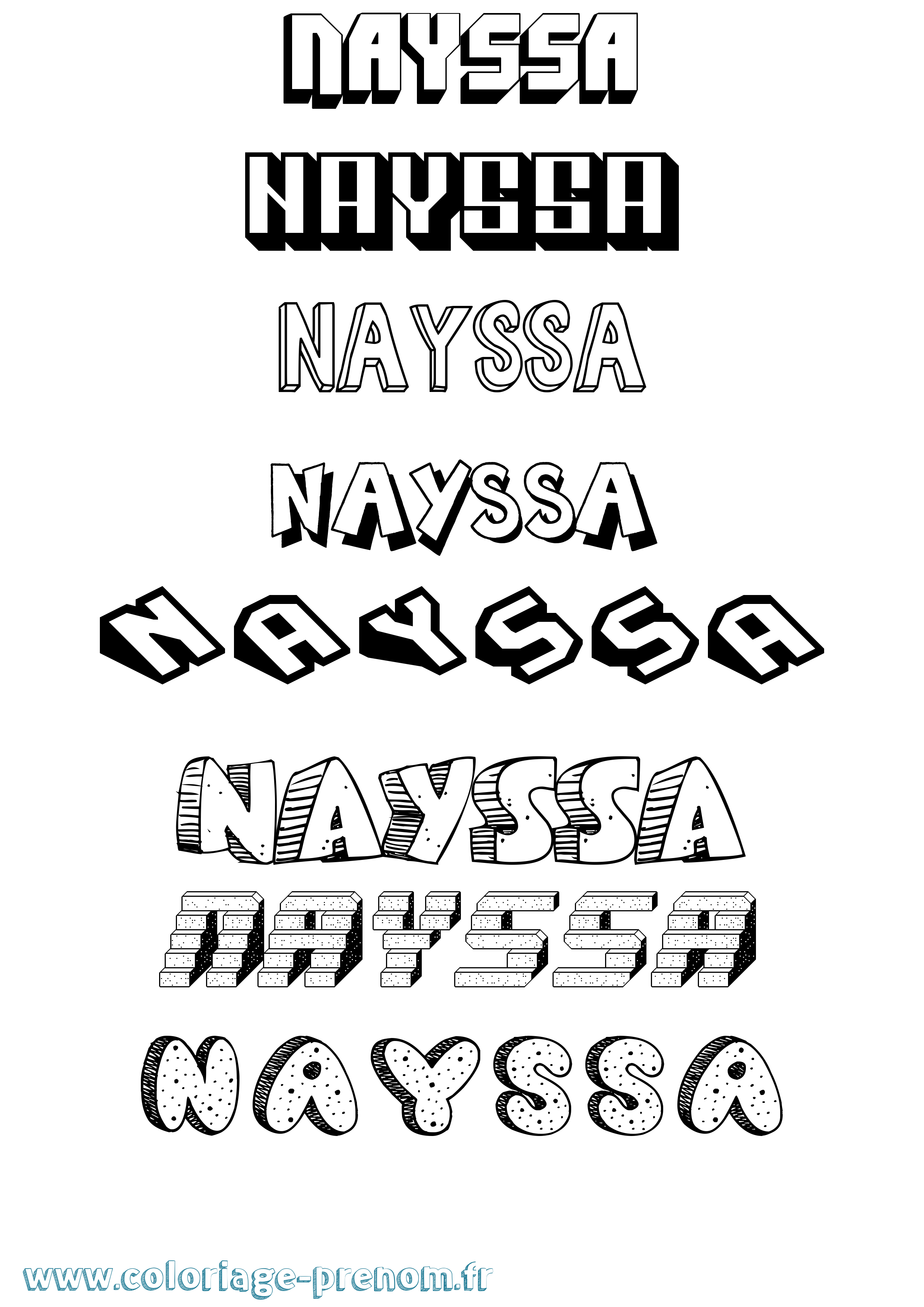 Coloriage Nayssa Effet 3D Coloriage prénom Nayssa Effet 3D