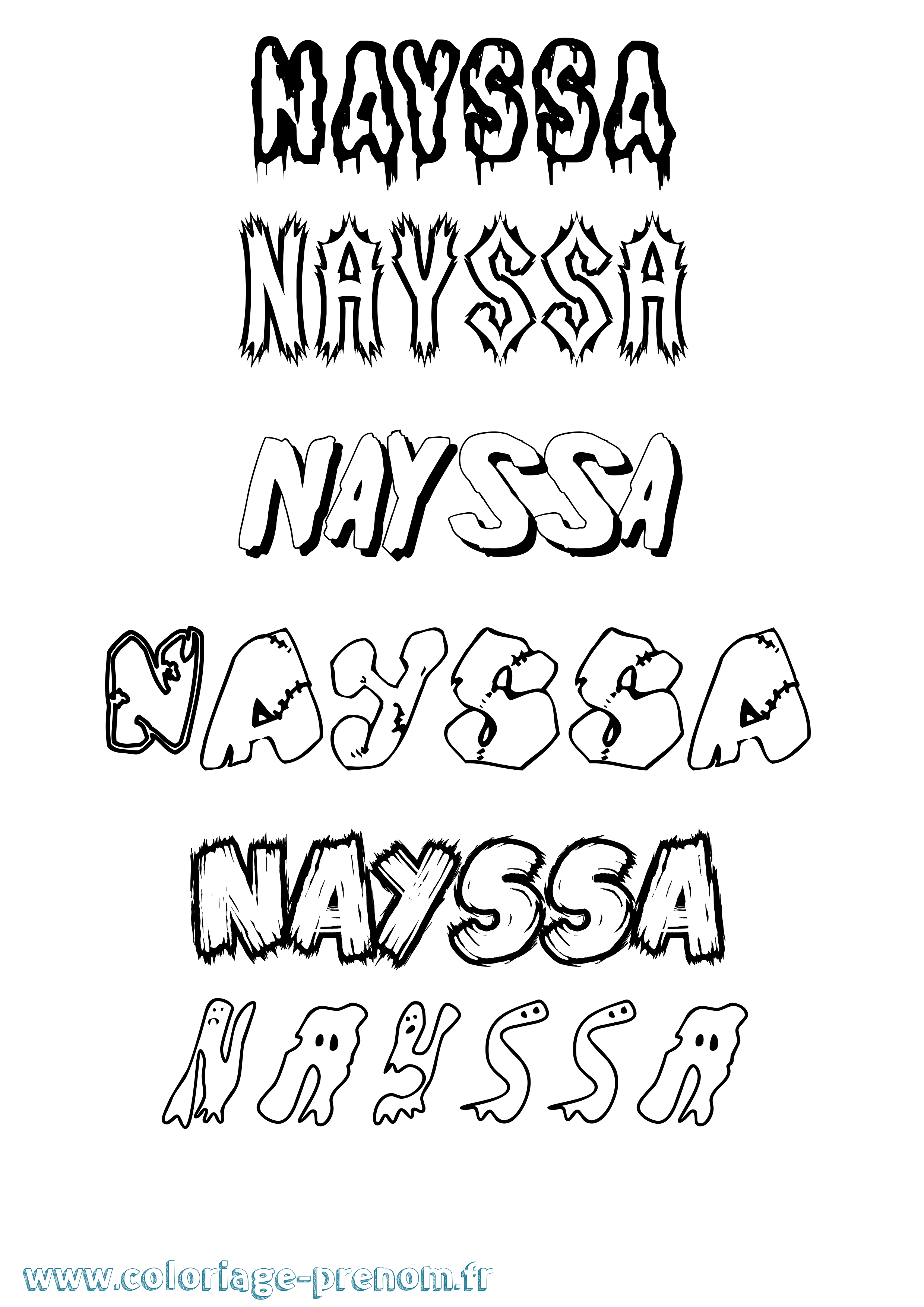 Coloriage Nayssa Frisson Coloriage prénom Nayssa Frisson