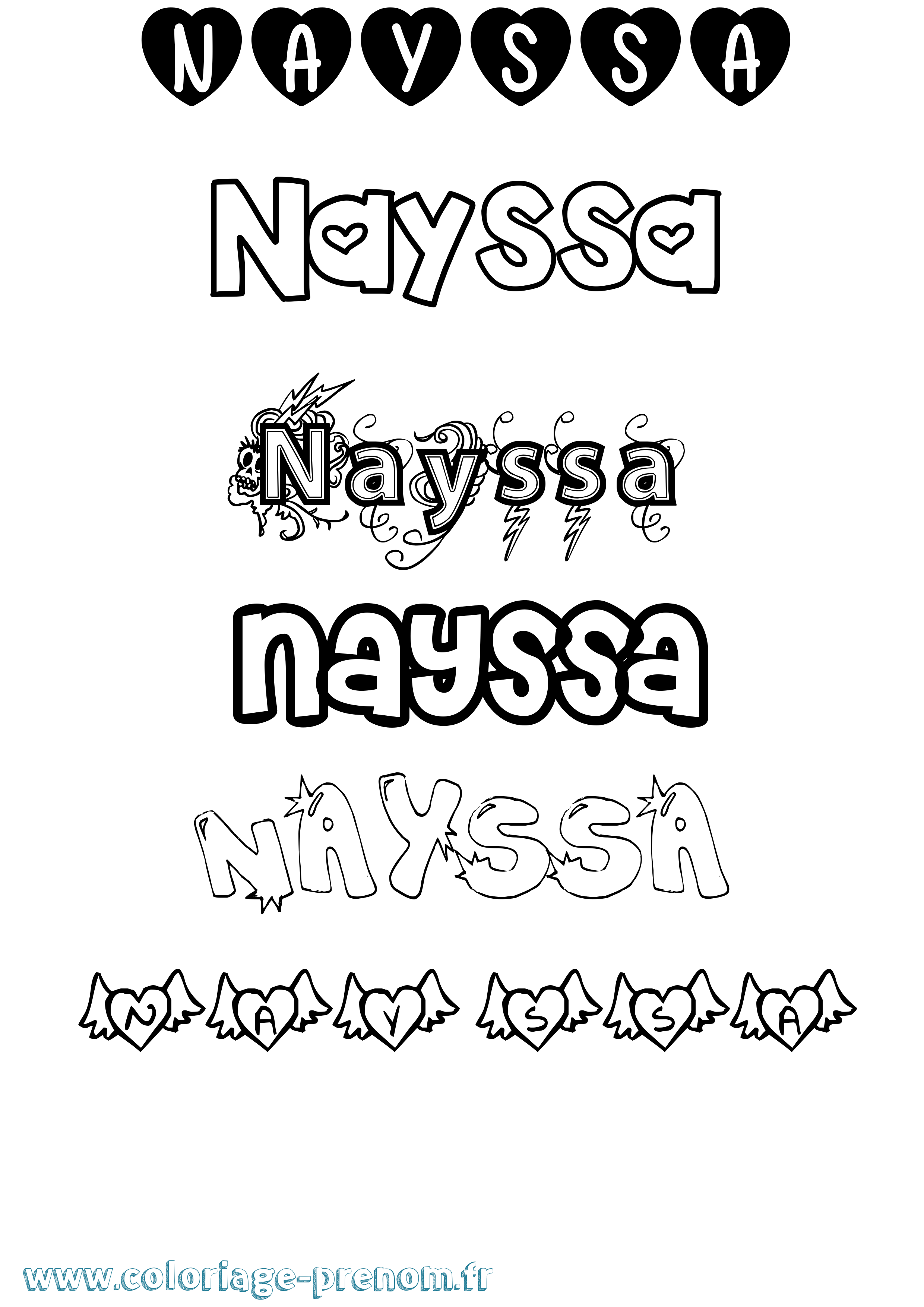 Coloriage Nayssa Girly Coloriage prénom Nayssa Girly